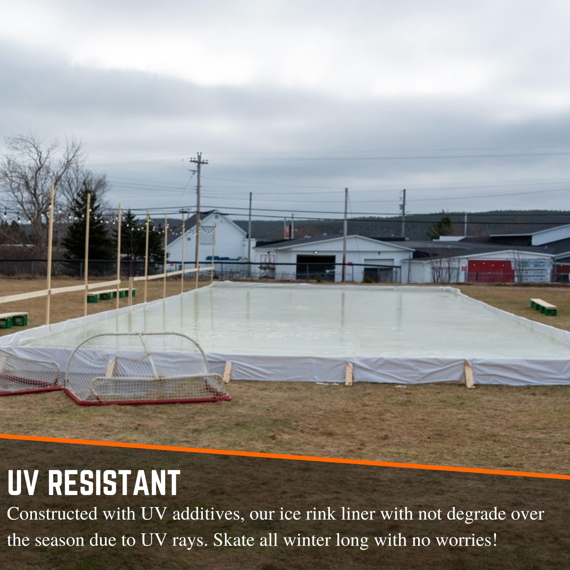 NineFit Basics Iron Sleek - White Plastic Ice Rink Liner - 6 Mil - (50 x 70) - Backyard Ice Rink Kit Liner, Ice Skating Rink for Backyard, Ice Rink Liner for Backyard