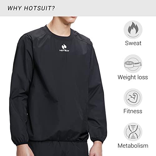 HOTSUIT HOTSUIT Men Sauna Suit Sweat Suits Durable Gym Exercise Workout Jacket, Black, 5XL