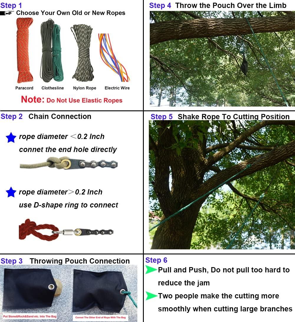 Homyall Homyall upgrade 53 Inch High Reach Tree Limb Hand Rope Chain Saw Cuts Branches Manual Pocket Chainsaw with 68 Sharp Blades on Both Sides for Gardening Camping Hiking Survival Gear-No Ropes Included