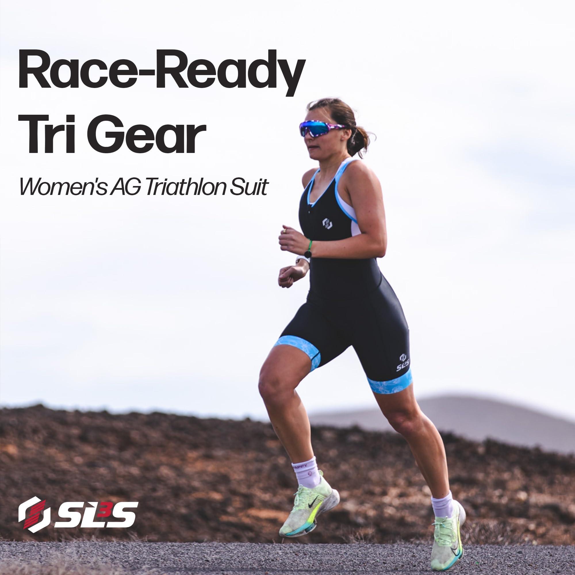 SLS3 SLS3 Triathlon Suits Women - One Piece Tri Suit Women with Comfortable and Durable FRT Fabric - No Shelf Bra (Black/Sangria Camo, X-Large)