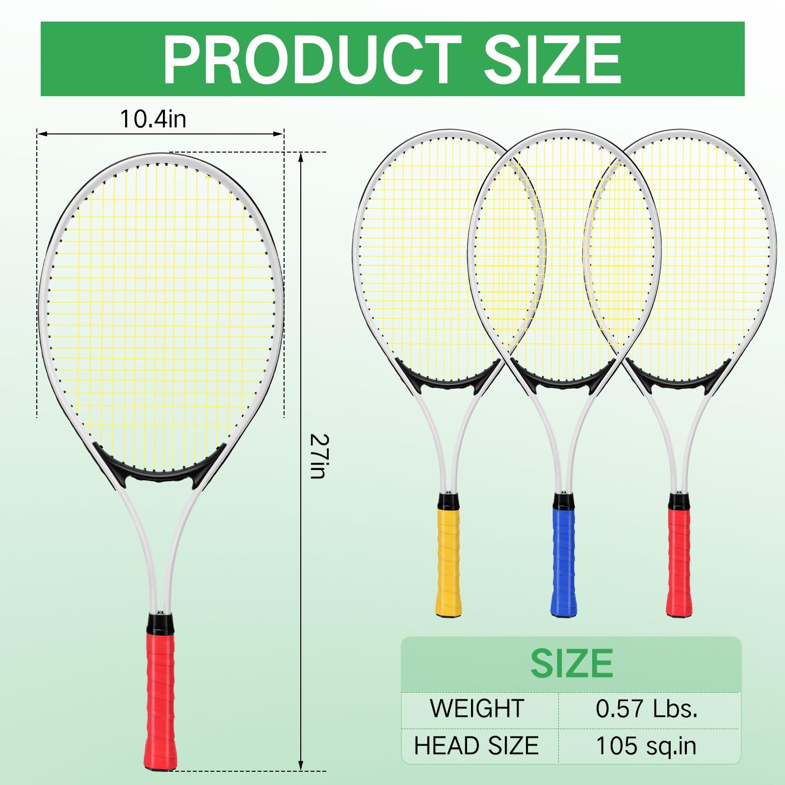 Motionchic Motionchic 6 Pcs Tennis Rackets for Adult Recreational 6 Players 27'' Tennis Racket Set with 3 Balls Lightweight Tennis Rackets for Tennis Training Beginner with Overgrip and Bag(Red)