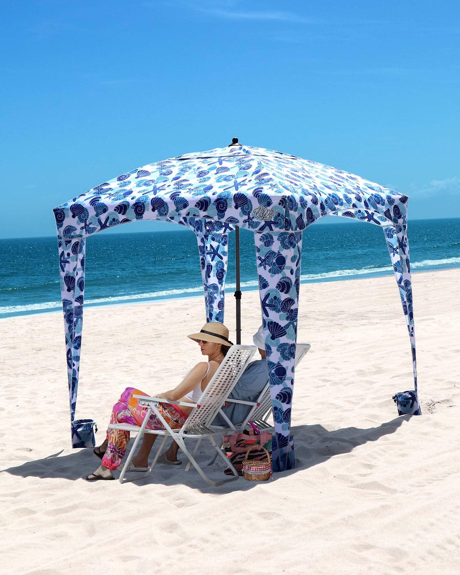 Qipi Qipi Beach Cabana - Easy to Set Up Canopy, Waterproof, Portable 6\' x 6\' Beach Shelter, Included Side Wall, Shade with UPF 50+ UV Protection, Ultimate Sun Umbrella - for Kids, Family - Sea Life