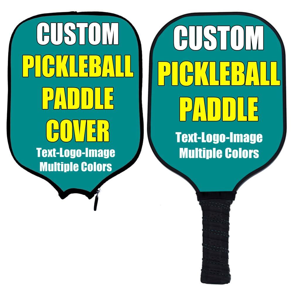 KOALEIU KOALEIU Custom Graphite Pickleball Paddles Set, Personalized Any Photo Text Logo, Perfect First Paddle for Beginners, 1Paddle and 1 Paddles Cover, Darkcyan