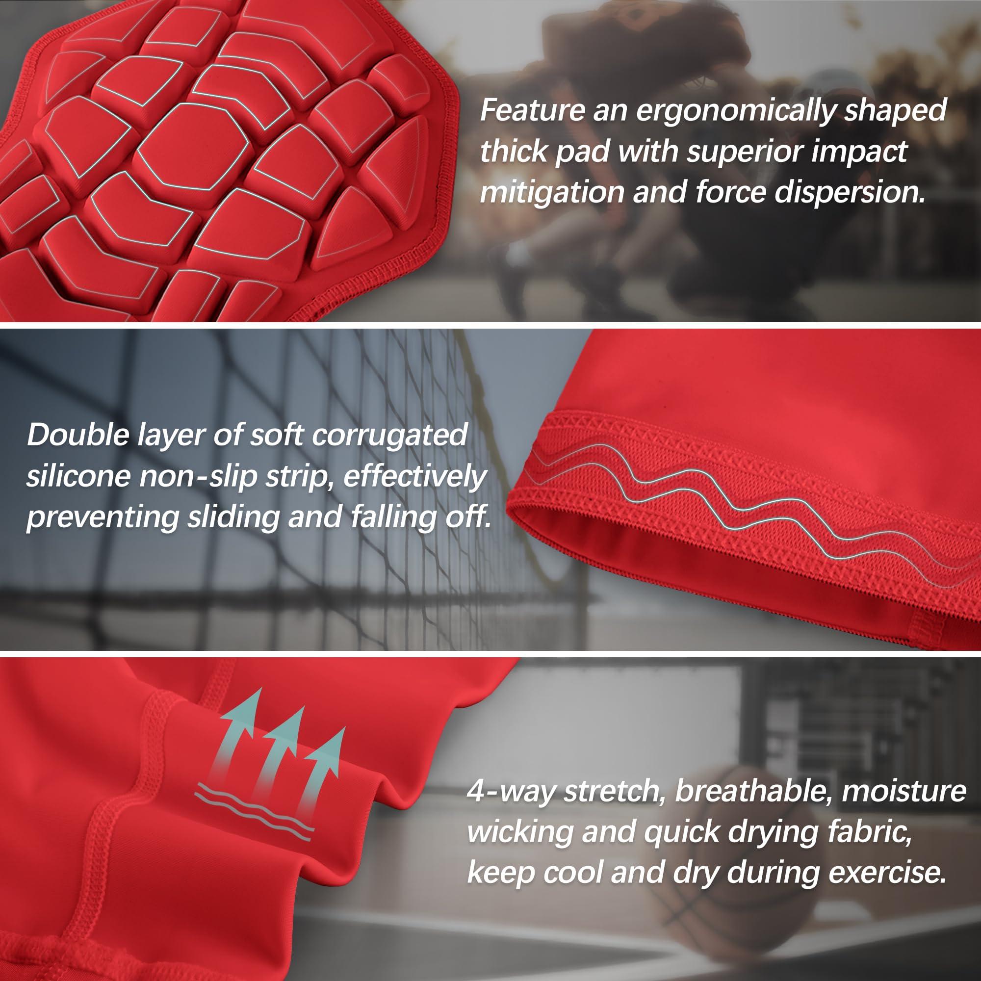 LUODITO LUODITO Knee Pads Compression Leg Sleeve Wrestling Volleyball Football Knee Pads, Knee Compression Sleeve for Youth Adult, 1 pair of Knee Sleeves ((#1) Red-2pcs,Medium)