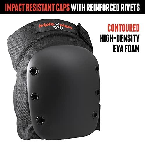 Triple Eight Triple Eight Street Knee Pads for Skateboarding Adjustable Straps (1 Pair), Black, Large