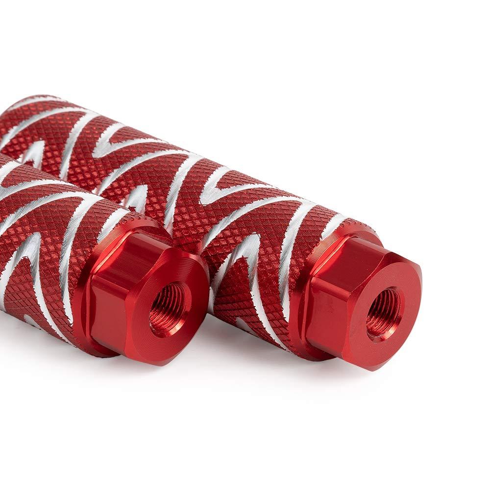 KINSPORY KINSPORY 4PC Bike Pegs for 3/8 inch Axles, Aluminum Alloy Anti-Skid BMX Bicycle Pegs for Mountain Bike Backseats Stands Cycling Rear Stunt Pegs (W' Red)
