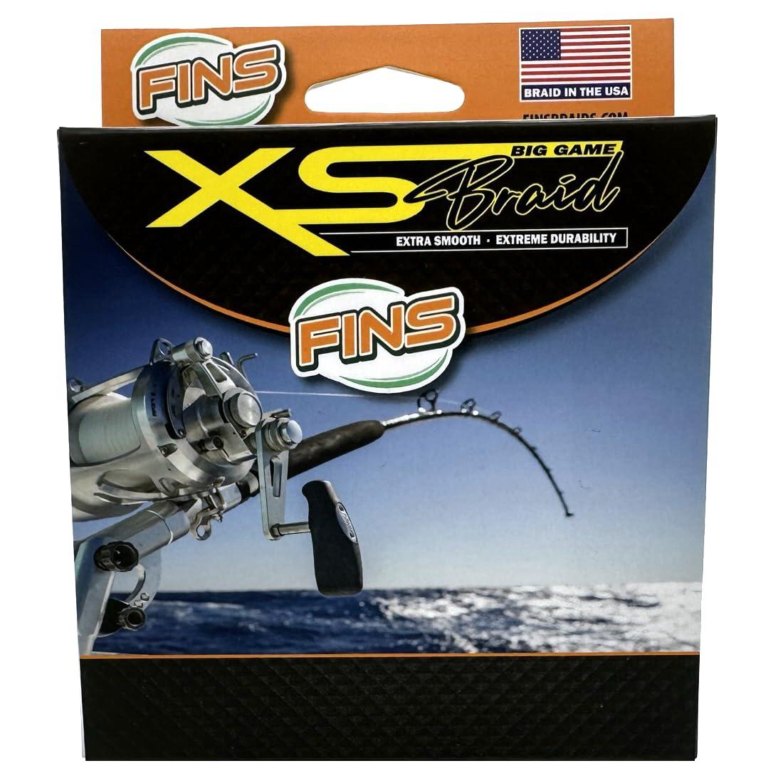 FINS FINS XS Big Game Braid - USA Made - 8-End Round Abrasion Resistant Braided Fishing Line for Freshwater/Saltwater Trolling and Bottom Fishing - White - 15 lb - 300 Yds