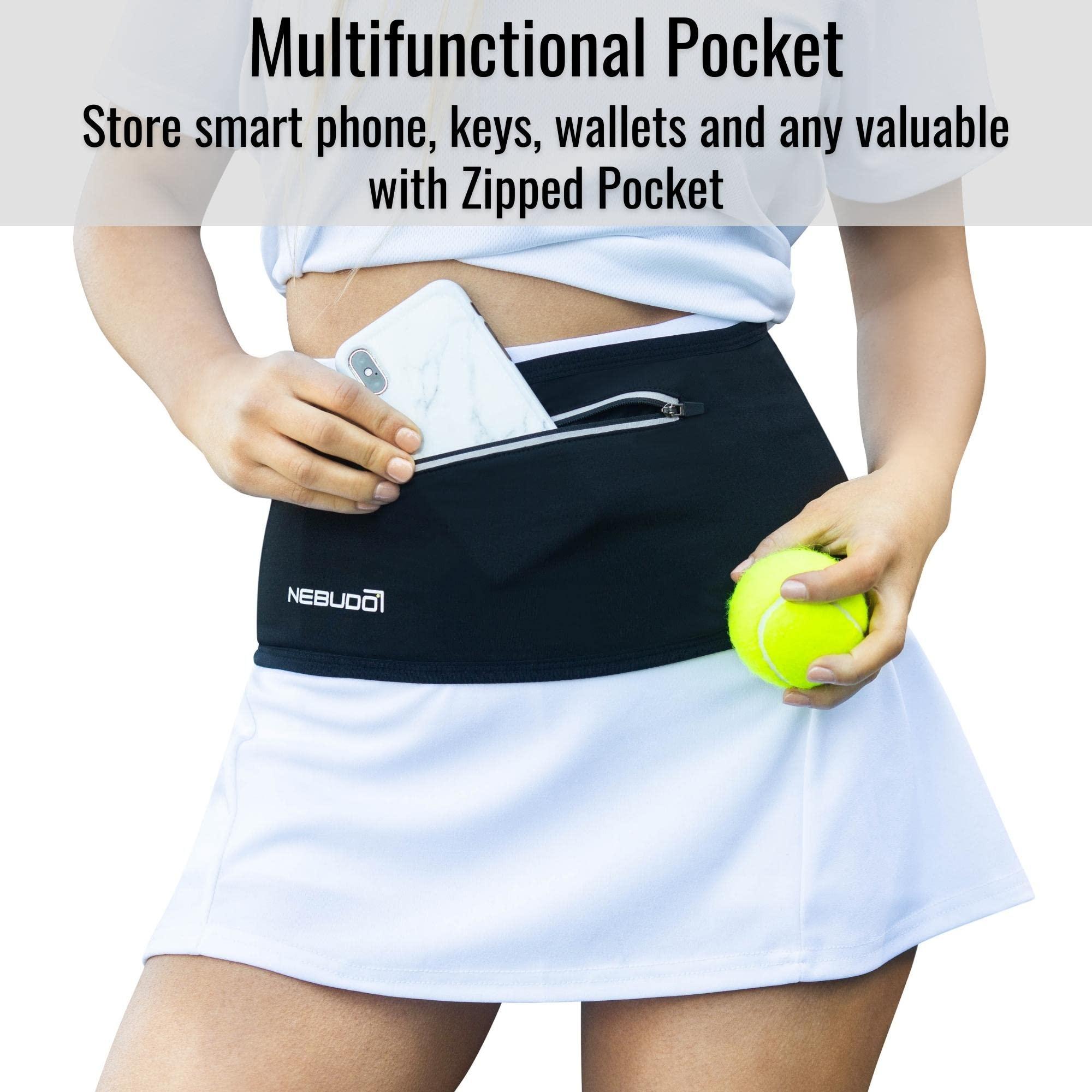 Nebudo Nebudo Tennis Ball Band Holder Pickleball Tennis Balls Pickleballs Holding Accessory for Women Skirt Men Waist Hip Bags Accessories (XS: 25"-28" Flexible Waist)