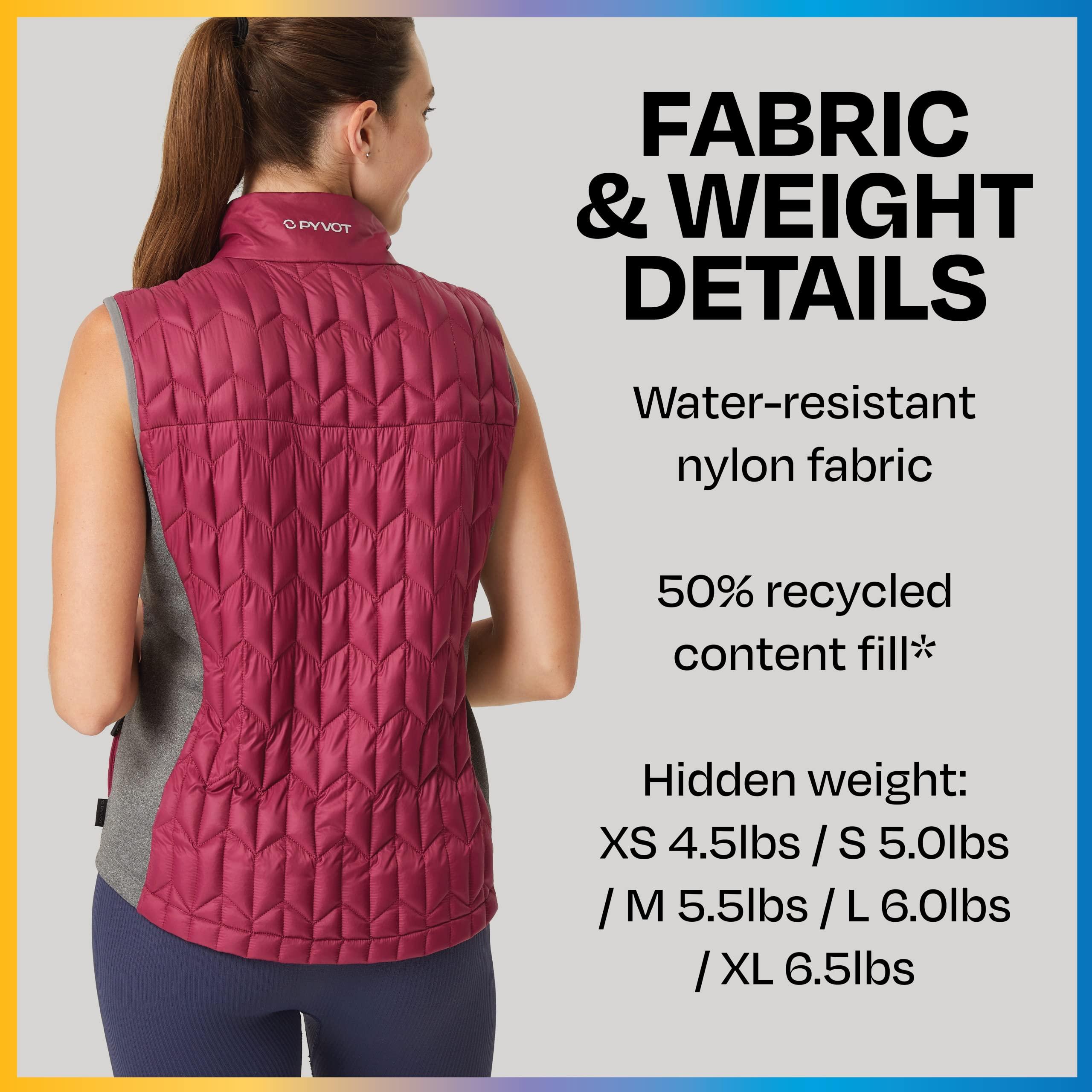 PYVOT Pyvot Womens Spark Weighted Quilted Vest, Weighted Blanket Inspired Clothing for Sensory Issues, Fitness, Stress Relief and Relaxation, Extra Small Size, Raspberry