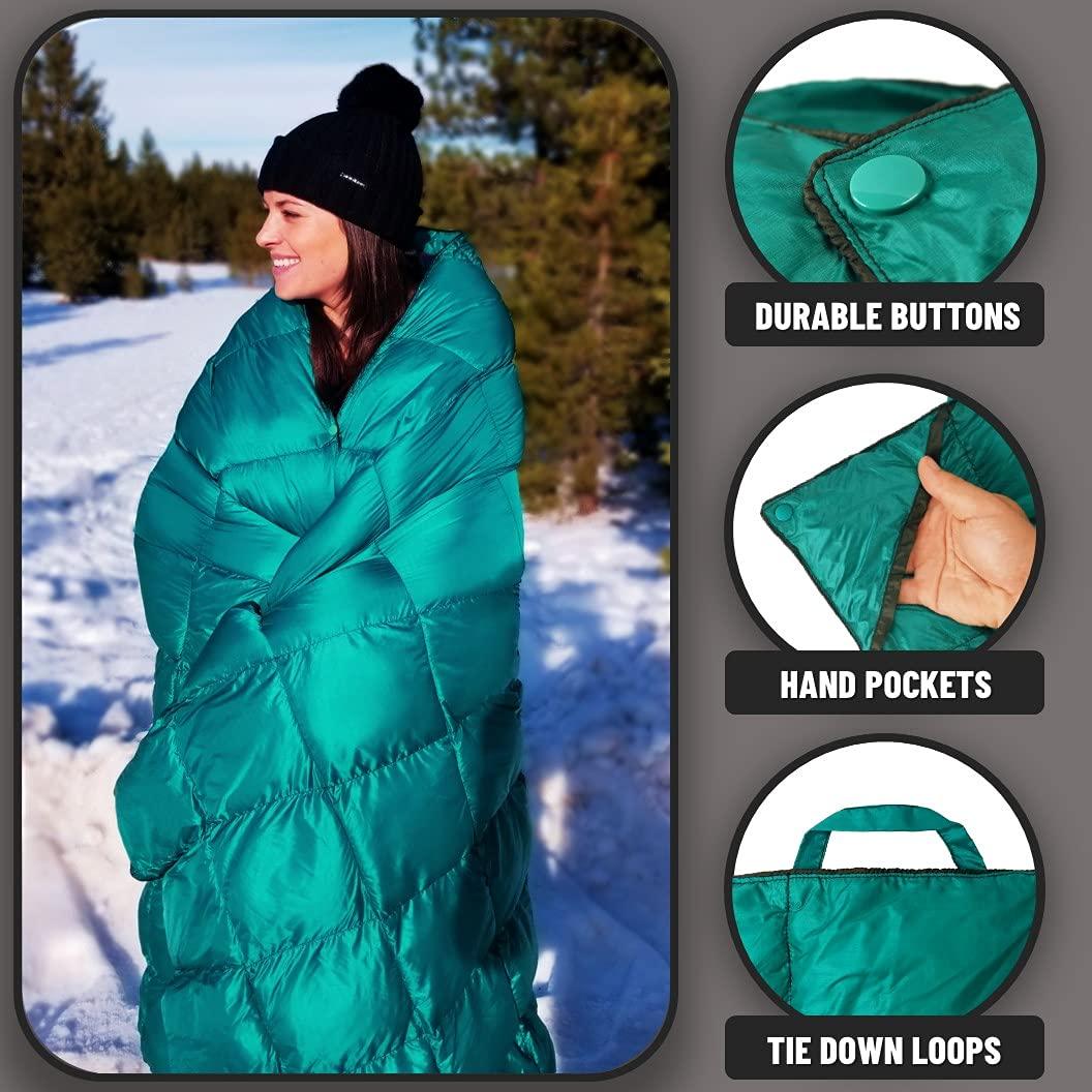 PUFFER WOLF PUFFER WOLF | Extra Large Double Insulated Outdoor Camping Blanket | 2X Puffy, Warm, Packable, Weatherproof, Durable, and Lightweight | Top Quilt for Hiking, Backpacking, Stadium Events, Picnic Use