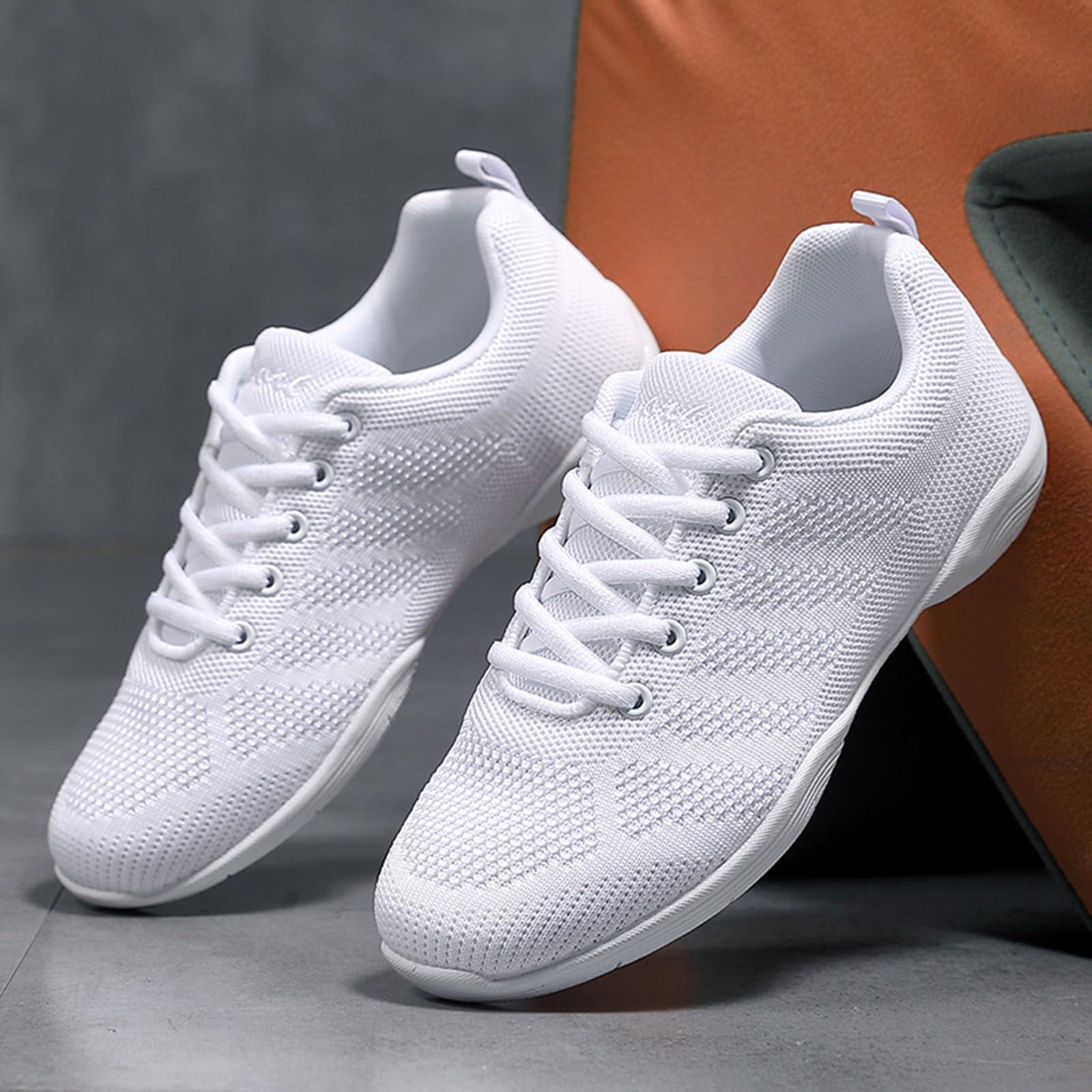 DADAWEN DADAWEN Girls Cheer Shoes White Cheerleading Shoes Dance Athletic Training Tennis Breathable Women Youth Lightweight Competition Cheer Sneakers White US Size 10/EU Size 42