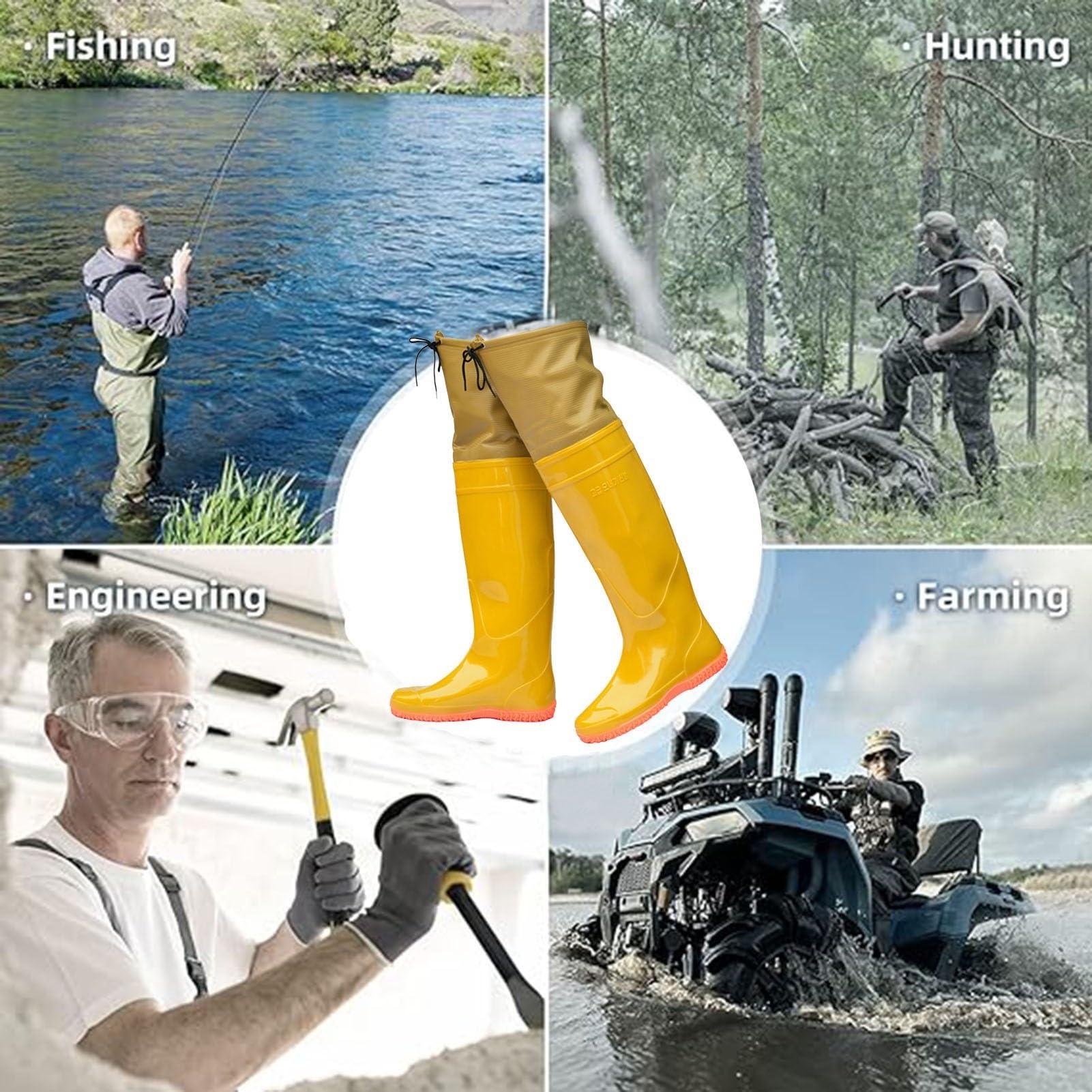 JCWGLY JCWGLY Men Women Hip Waders Boots for Fishing Hunting Lightweight PVC Waterproof Hip Boots Outdoor Rain Boots Knee High 60cm(5.5)