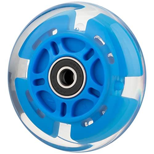 AOWISH AOWISH 2-Pack Light Up Scooter Rear Wheels 80mm Flash Flashing Inline Skates Replacement Wheel with Bearings ABEC 9 for Adjustable 3-Wheel Kick Scooters (Blue)