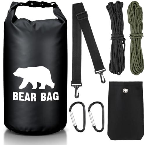 Foilswirl Foilswirl 1 Set Bear Food Bag for Camping Ultralight Food Bag Hanging System Includes Waterproof Bear Bag, Nylon Ropes, Hooks for Camping Backpacking (Black,20 L)
