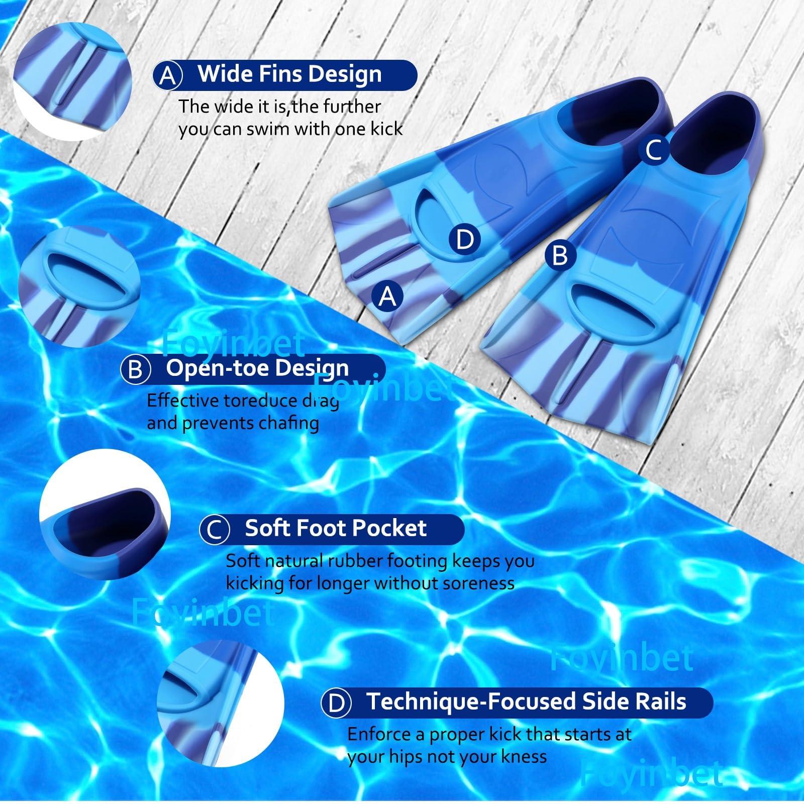Foyinbet Foyinbet Kids Swim Fins,Kids Flippers Short Youth Swimming Fins for Lap Swimming Training for Children Girls Boys Beginner Small