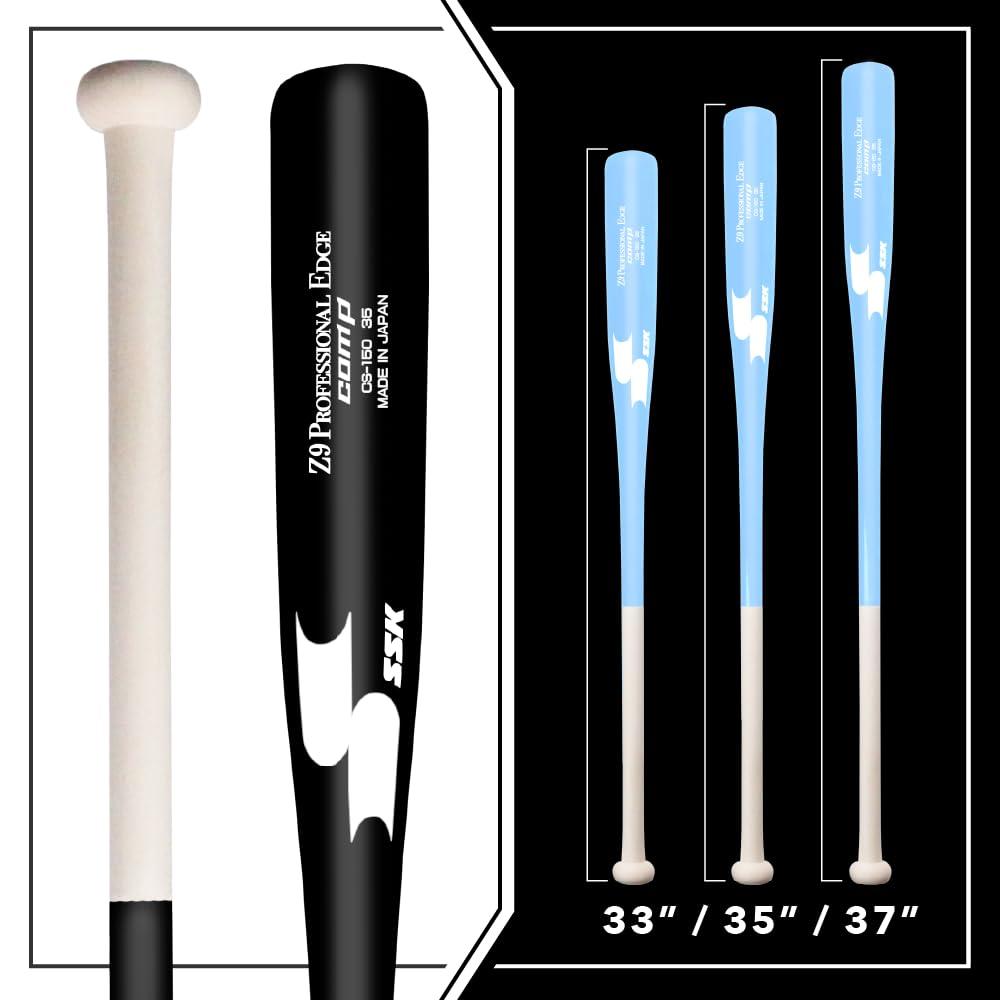 SSK SSK Z9 Professional Edge Comp Coaches Wood Fungo Bat 33\" 35\" 37\" - Baseball & Softball 22+ Colors - 60 Day Warranty (35\", Natural/Teal/Black)