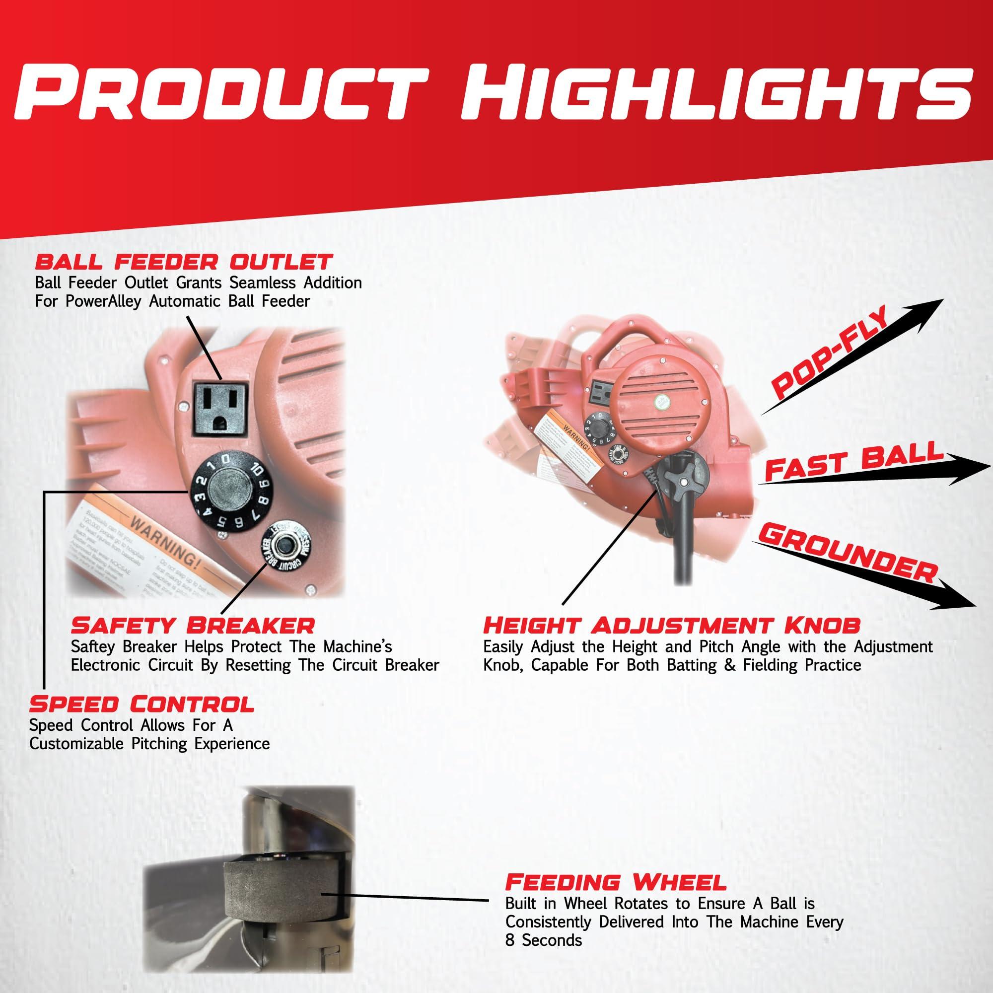 Heater Heater Sports Base Hit Lite Adjustable Baseball Pitching Machine 45 MPH Pitching Speed, Includes Automatic Ball Feeder, Extremely Accurate | Perfect for Hitting and Fielding Training for All Ages