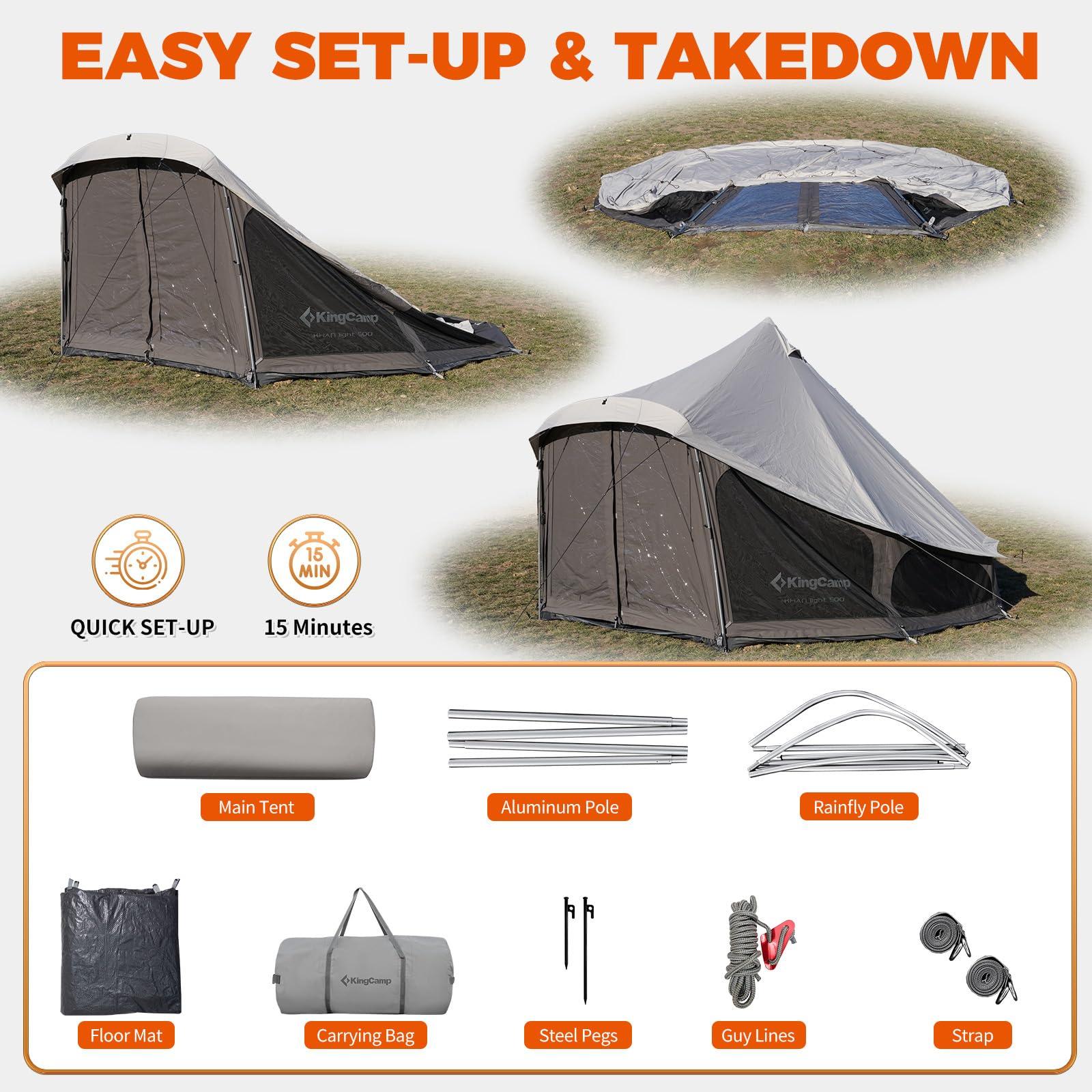KingCamp KingCamp Canvas Tent for Camping, 4 Seasons Large Waterproof & Windproof Luxury Glamping Tent with Stove Jack for Family Outdoor Camping, Hunting & Parties