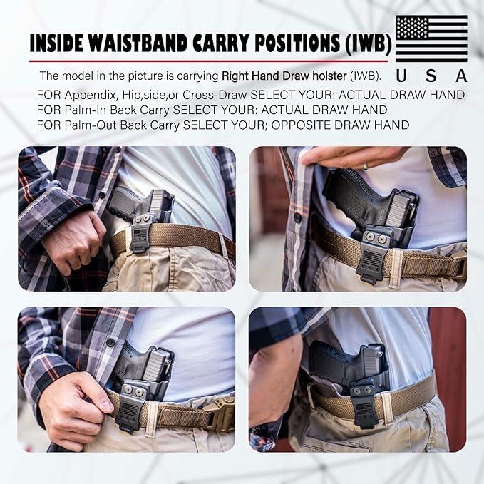 B.B.F MAKE Glock 19 Holster Concealed Carry, USA Made Slim Profile IWB KYDEX Holster with Adjustable Cant for 19/19X/44/45 Gen(3-5) & Glock 23/32 Gen(3-4) Pistol Accessories, Inside Waistband