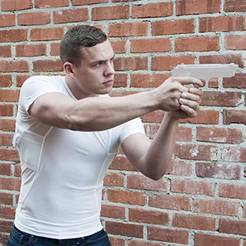 ConcealmentClothes ConcealmentClothes Men’s Concealed Carry CCW Holster Shirt for Pistols & Accessories, Crew Neck, White, Large