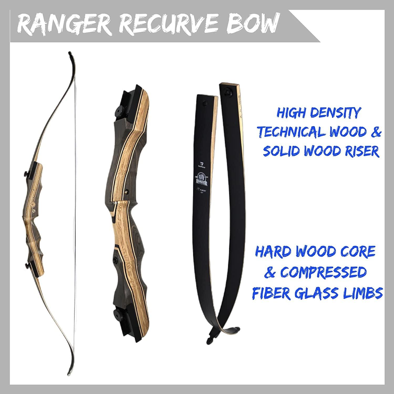 DEERACE DEERACE Takedown Recurve Bow and Arrow Set 62\" Classic Traditional Wooden Bow for Adults Youth Beginner Hunting Targeting Archery (35 Lbs, Left Hand)