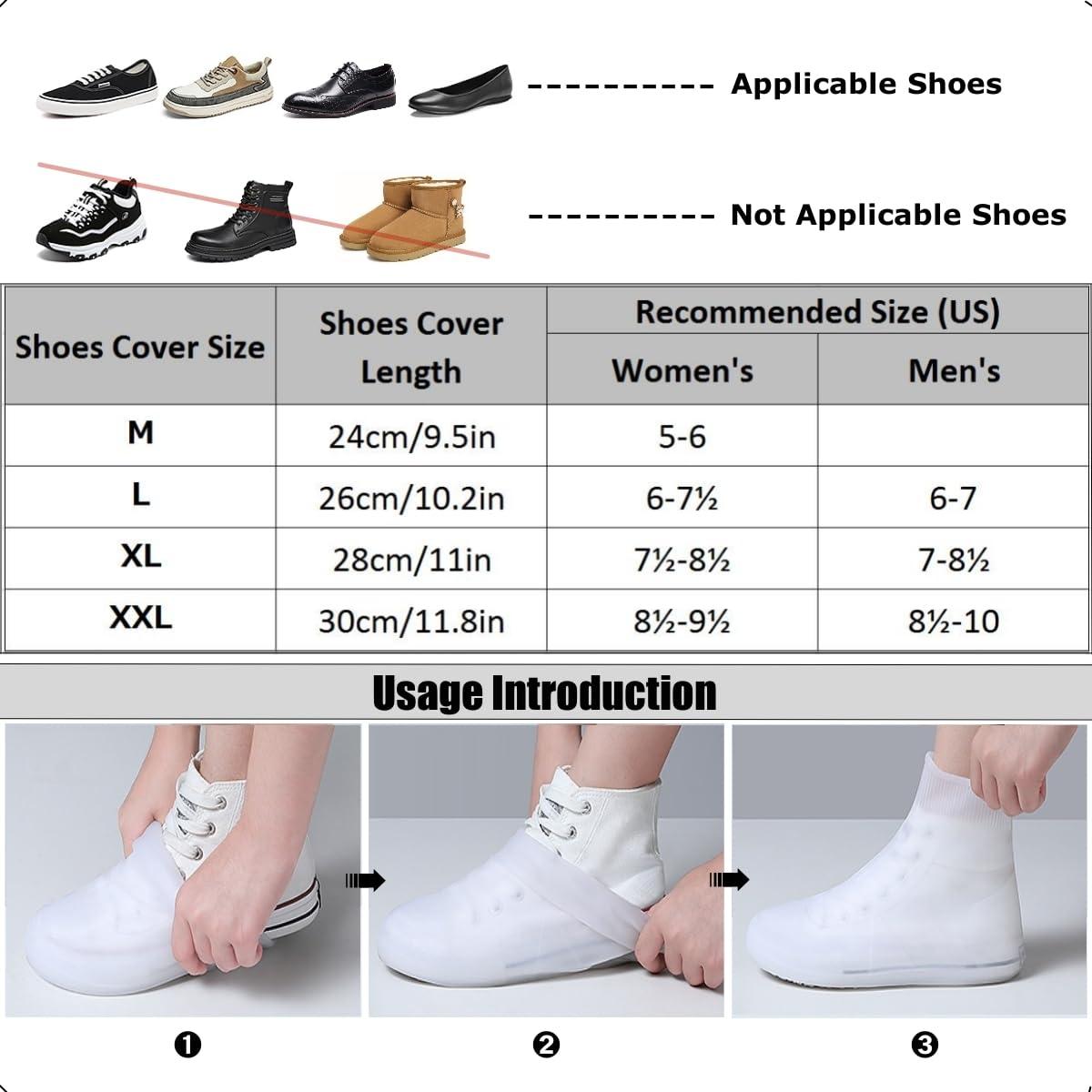 MLUUHK MLUUHK Waterproof Shoe Covers, Reusable Shoe Covers Non-Slip Shoes Boots for Outdoor Cycling Camping Fishing Travel (White, XXL)