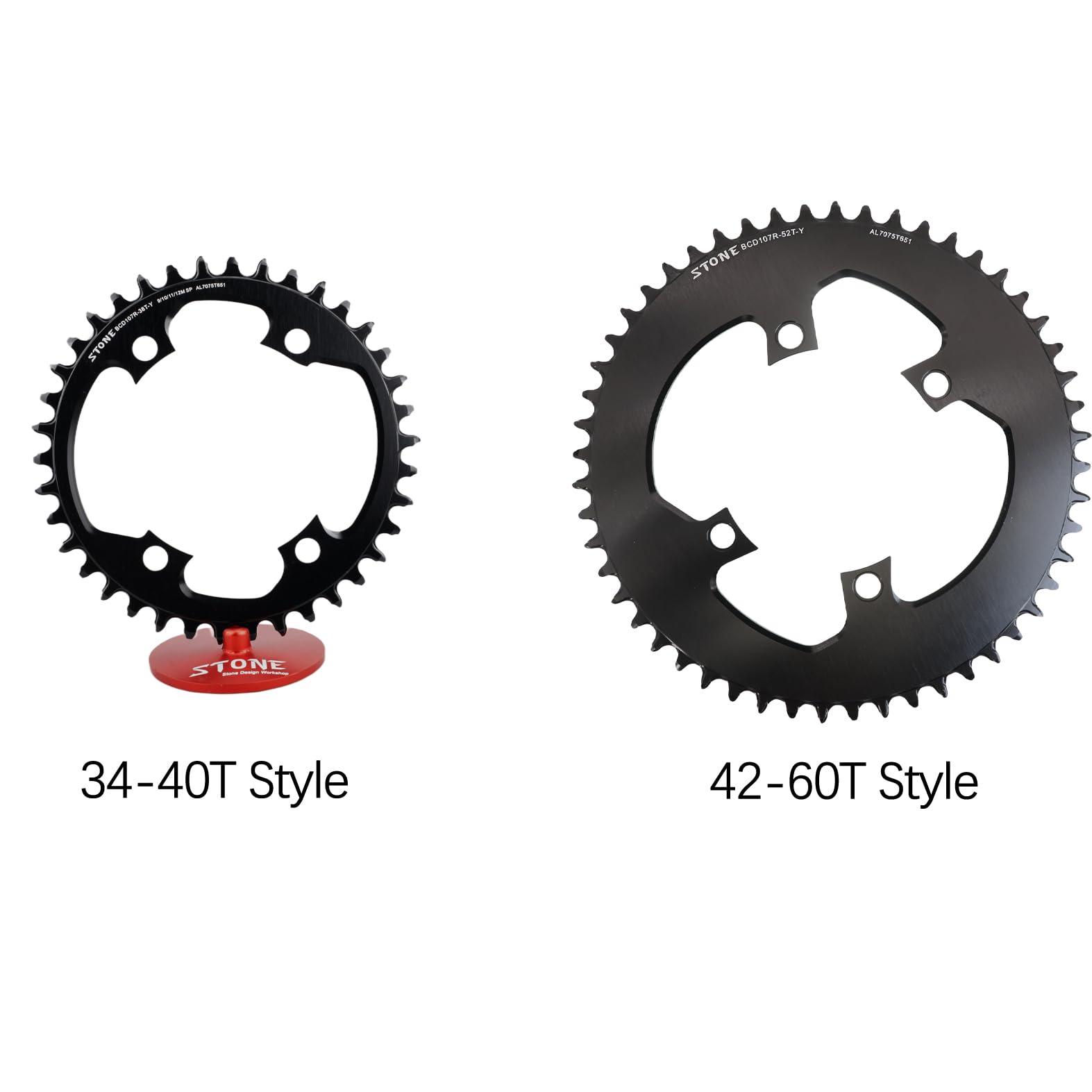 DJC Components DJC Stone Chainring 107BCD for Sram Rival Crankset Round 107 Bcd Road Bike 34 36 40 42 44 46 48 50 52 54 56 58 60T AXS Flattop