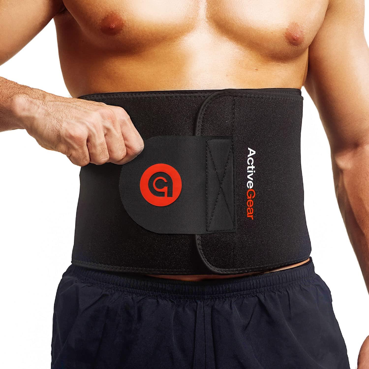 ActiveGear ActiveGear Waist Trimmer Belt Bundle for Men & Women Sweat Band Waist Trainer Belt for a Toned Look - Reinforced Trim and Double Velcro (Red & Cocoa, Large: 9 x 46)