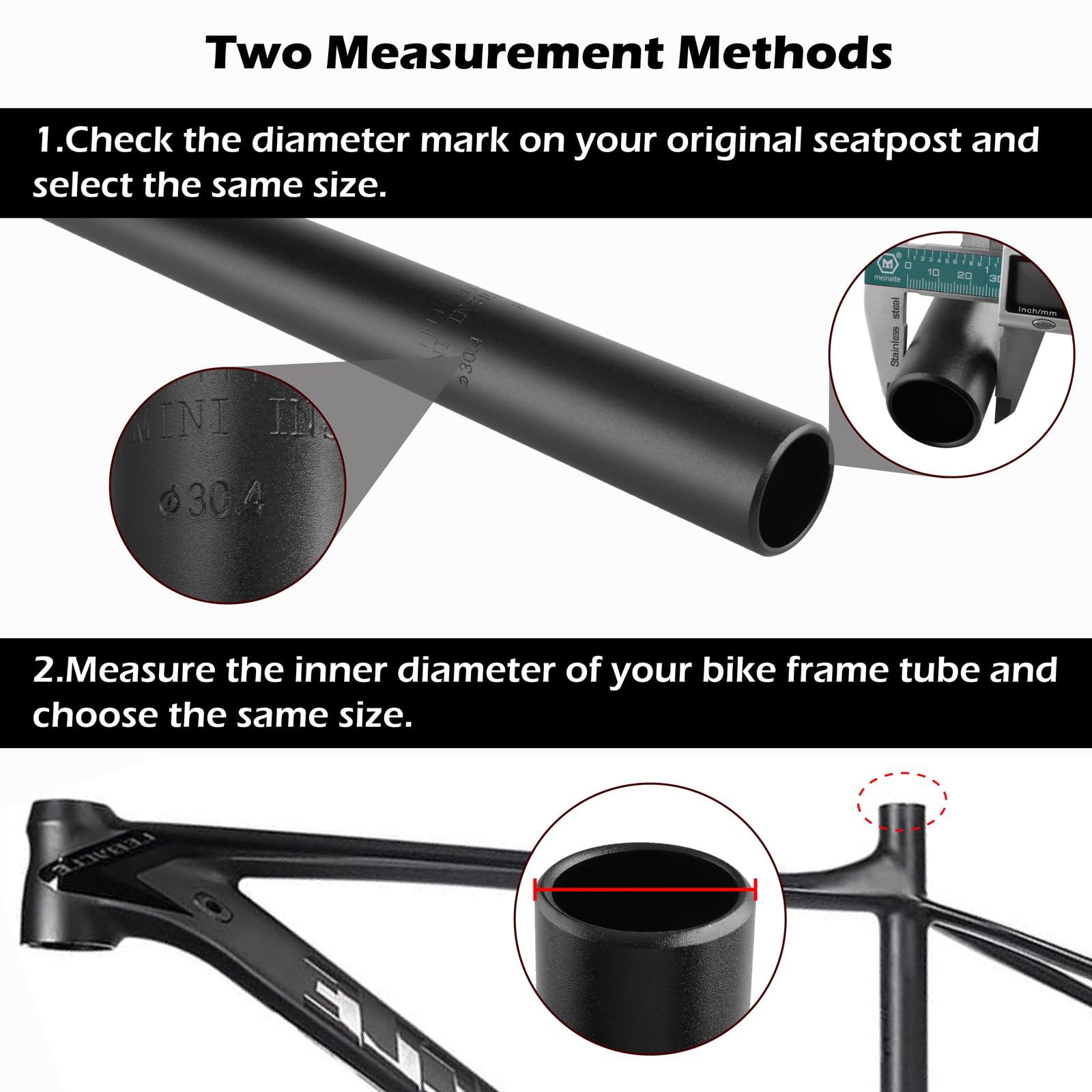 TRIWONDER TRIWONDER Bike Seat Post 25.4mm 27.2mm 28.6mm 30.4mm 30.8mm 31.6mm Aluminum 350mm Length Alloy Saddle Pole Bike Seatpost Seat Tube Bicycle Seat Post (Black, 30.8mm)