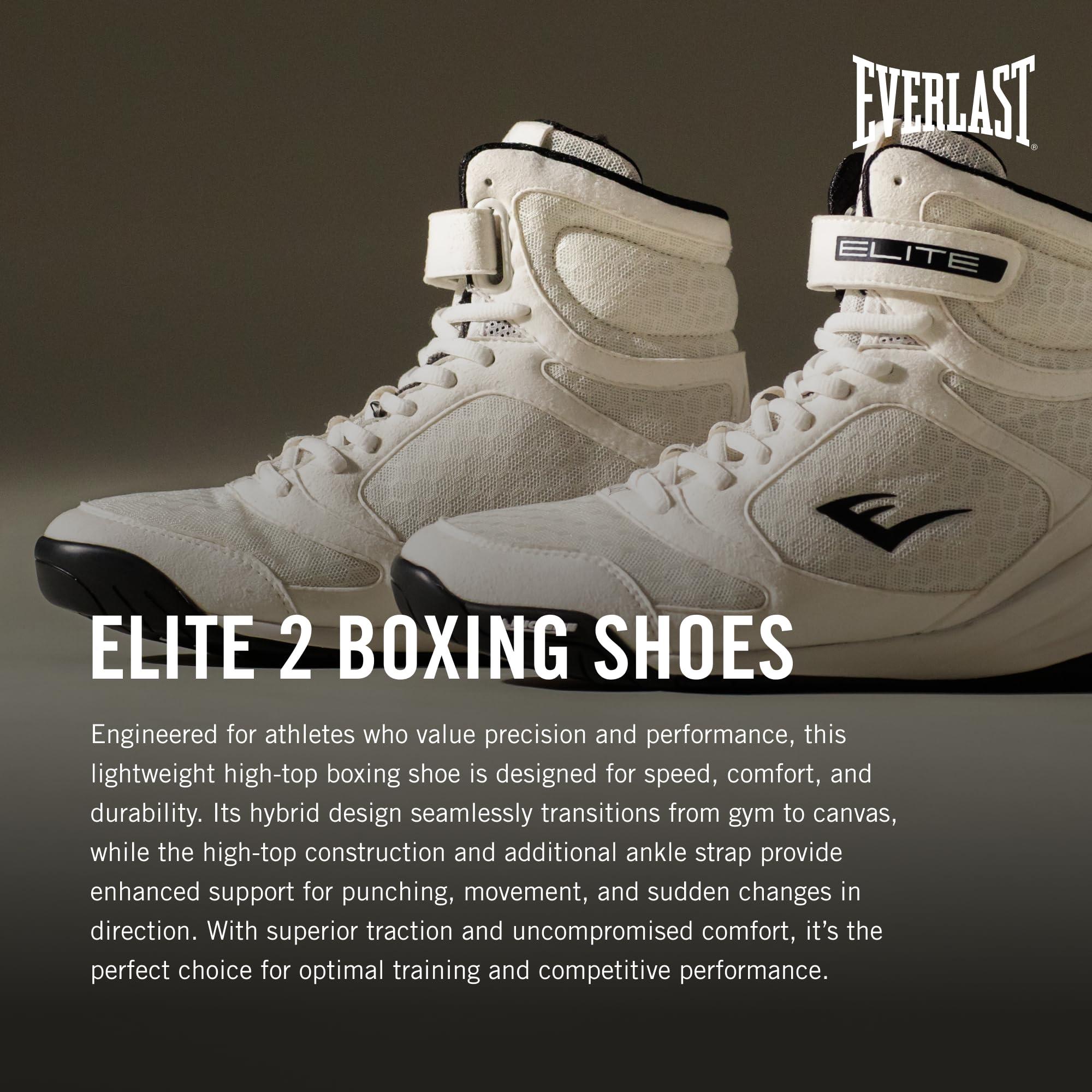 Everlast Everlast Elite V2 Boxing Shoes: Your Ultimate Training Companion for Excellence and Durability Boxing Shoes, Elite 2 Shoes, Training Footwear (White, Size 12)