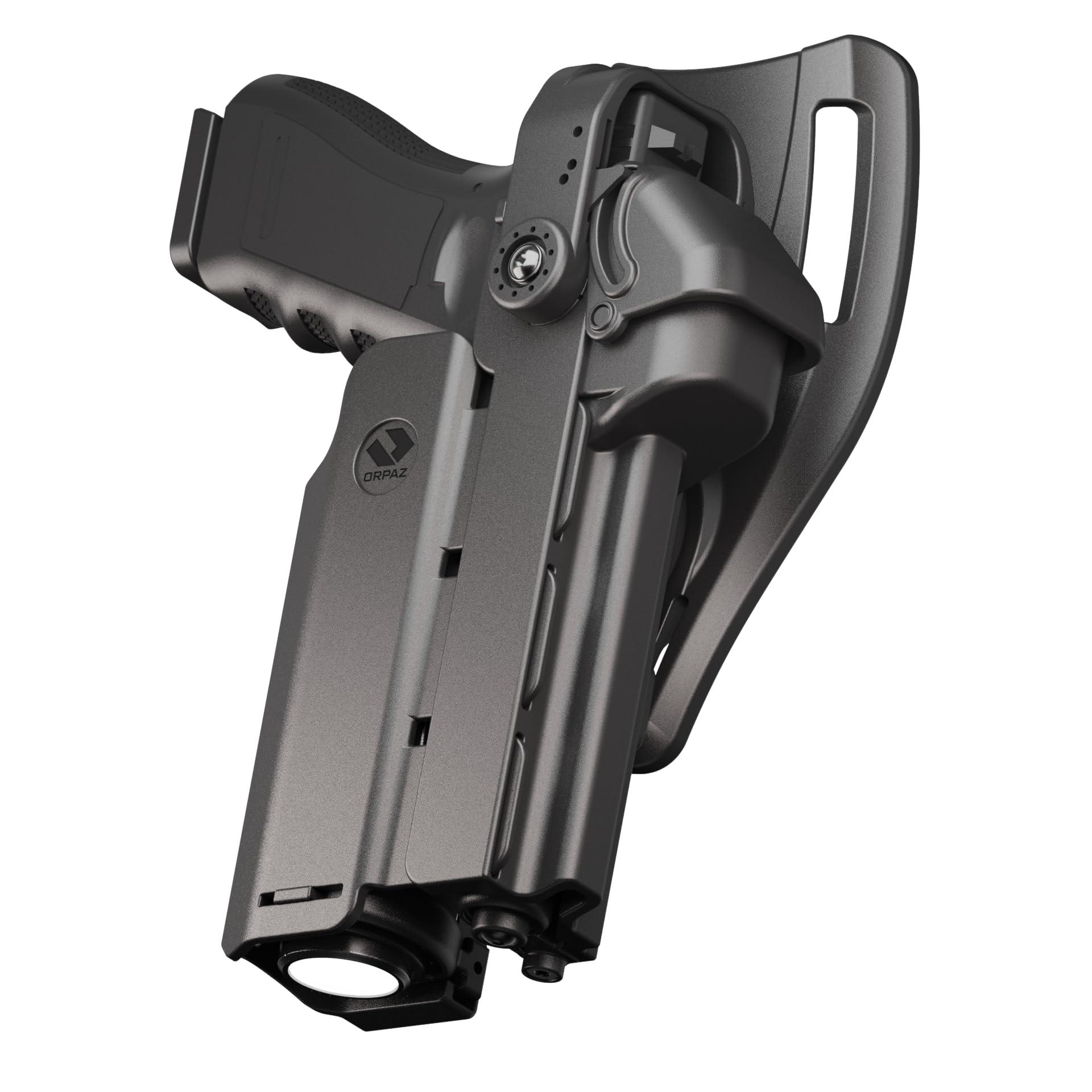 Orpaz Orpaz T40 Light Bearing Holster Left-Handed, Adjustable and Modular Holster with Flashlight Fits Most Pistols and Most Lights, Lasers, Sights and Optics (T40 Pro Large, Low-Ride)