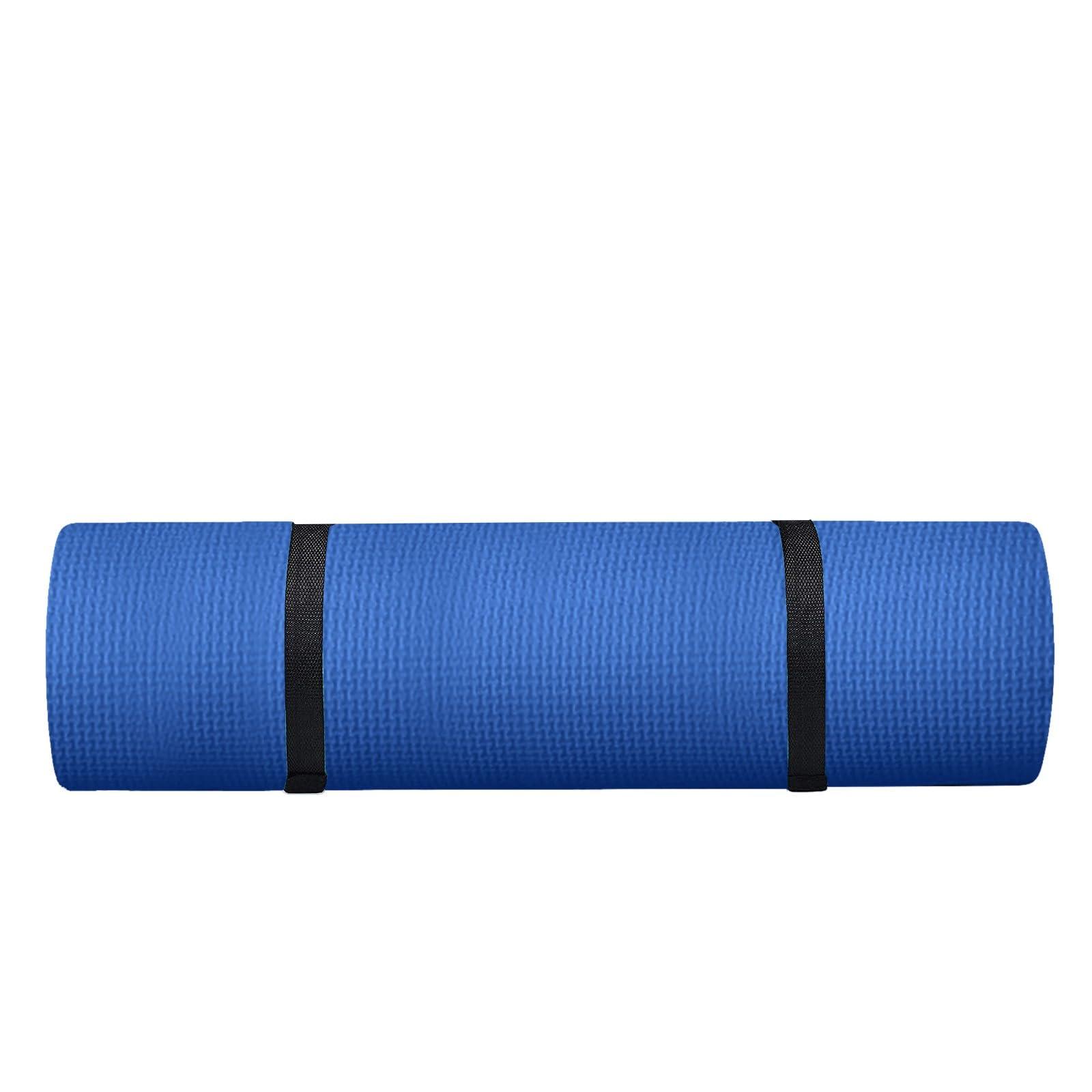 NineFit Basics NineFit Basics Pink Yoga Mat 5mm Thick Anti-Tear High Density Non Slip Exercise Mat with Carrying Strap Hot Yoga Mat for Fitness, Pilates, Stretching, Home Yoga, Gym, Floor, Workouts, 68 X 23 Inch, Blue