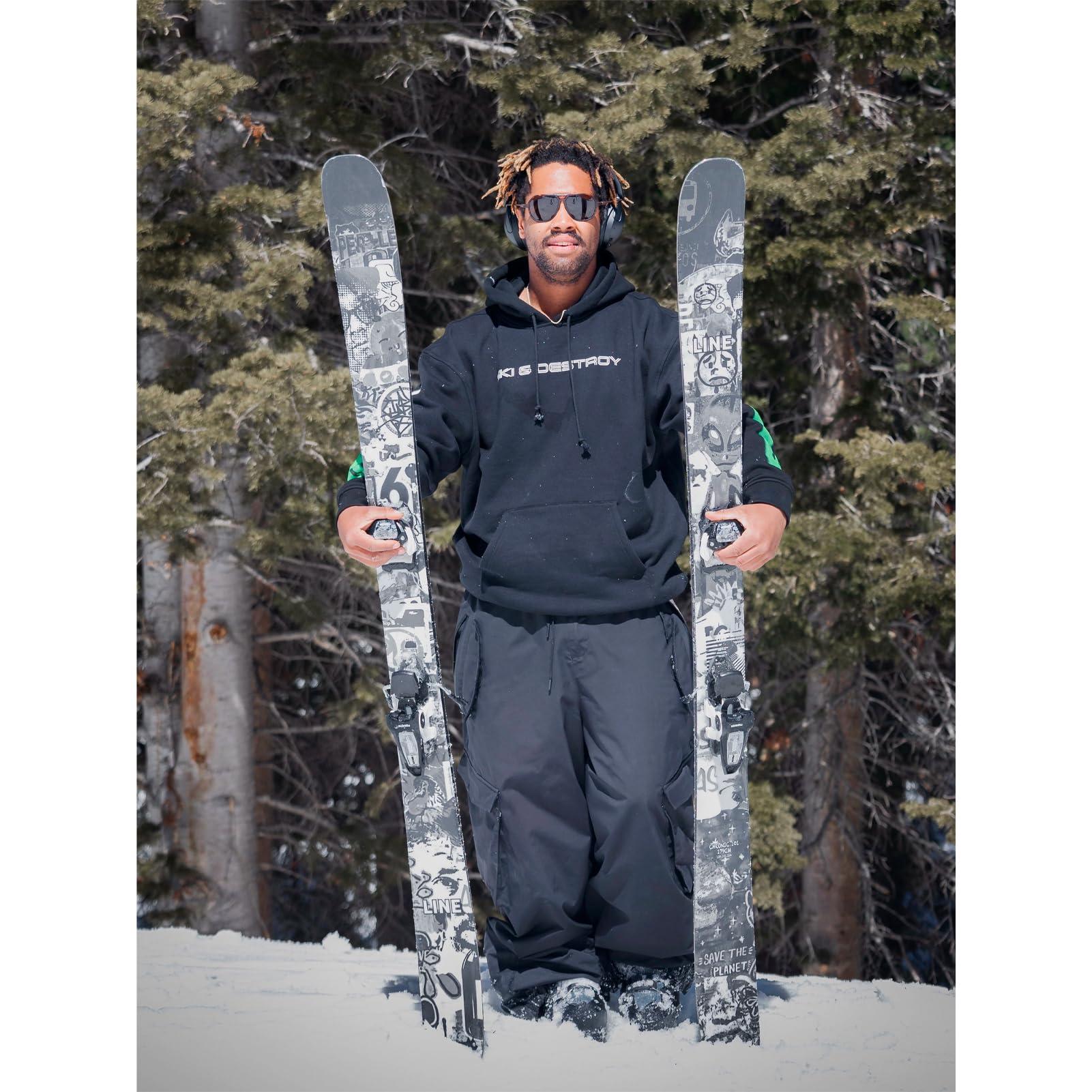 LINE LINE Unisex Adult's Chronic 101 All-Mountain Freestyle Ski with Thick-Cut Sidewall Construction & Symmetric Flex Pattern - Durable Stable Versatile Snow Skis for Men & Women - 186