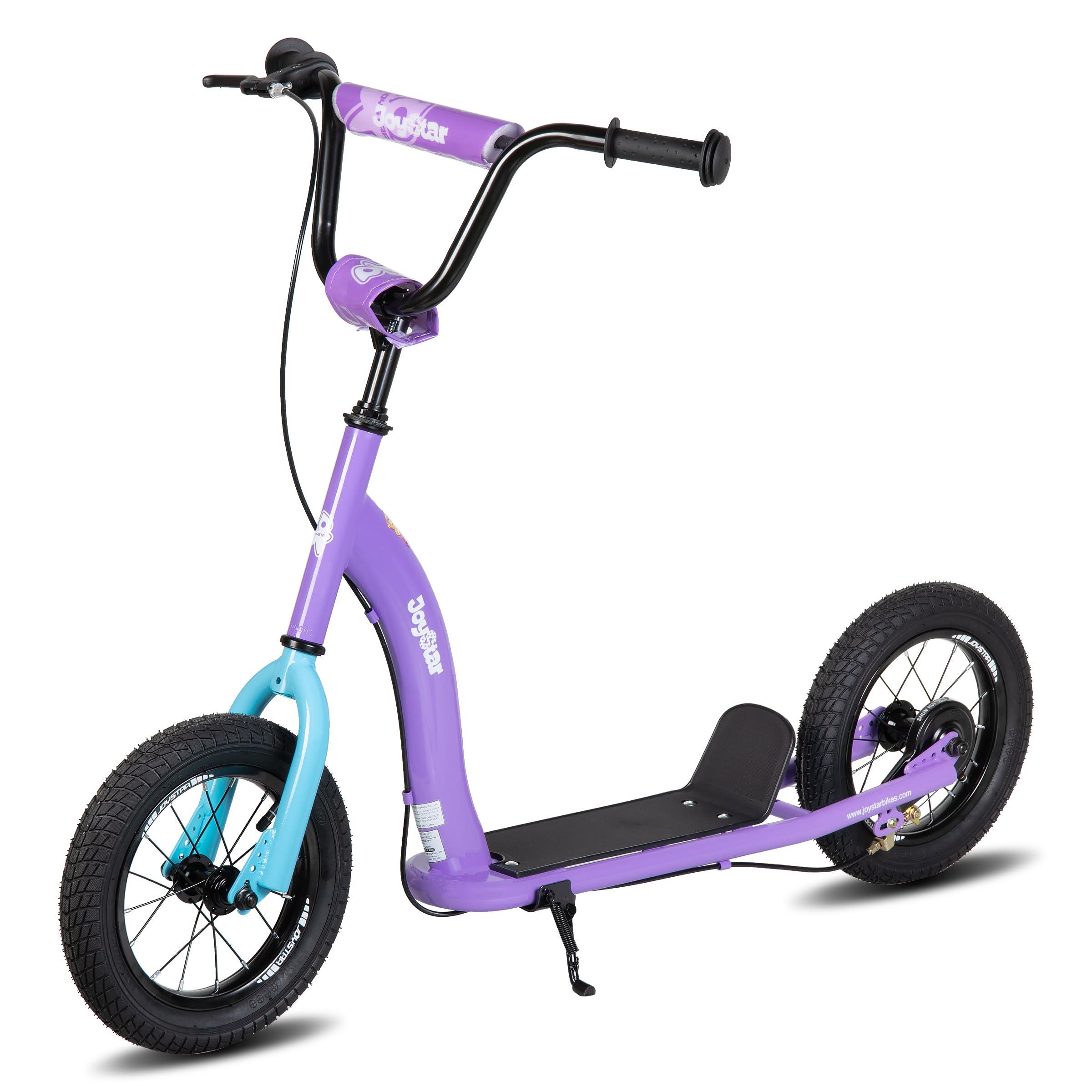 JOYSTAR JOYSTAR Kick Scooter for Kids 5+ Teens & Youth, Lightweight Kids Scooter with Adjustable Handlebar, 2 Wheel Scooter for Boys & Girls, 12" Inflatable Wheels Rear Drum Brakes, Purple