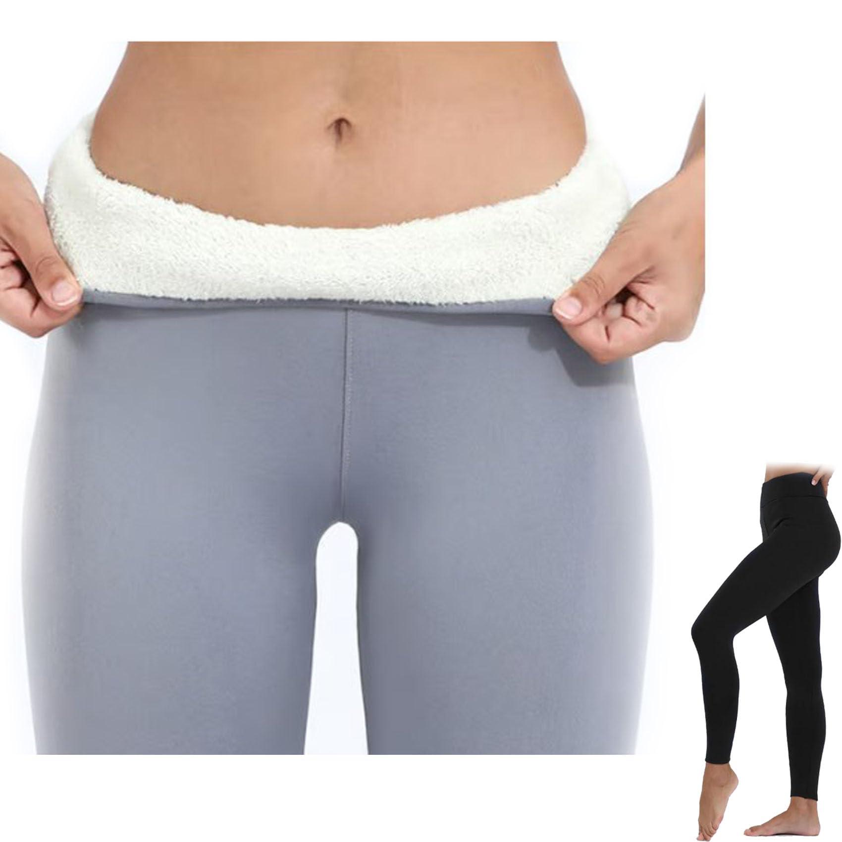 NineFit Basics Goodwillbrave Lambskin Winter Leggings,Fur Lined Leggings for Women,Winter Warm Thickened Multi-Plush Solid Pants (Light Gray,M)