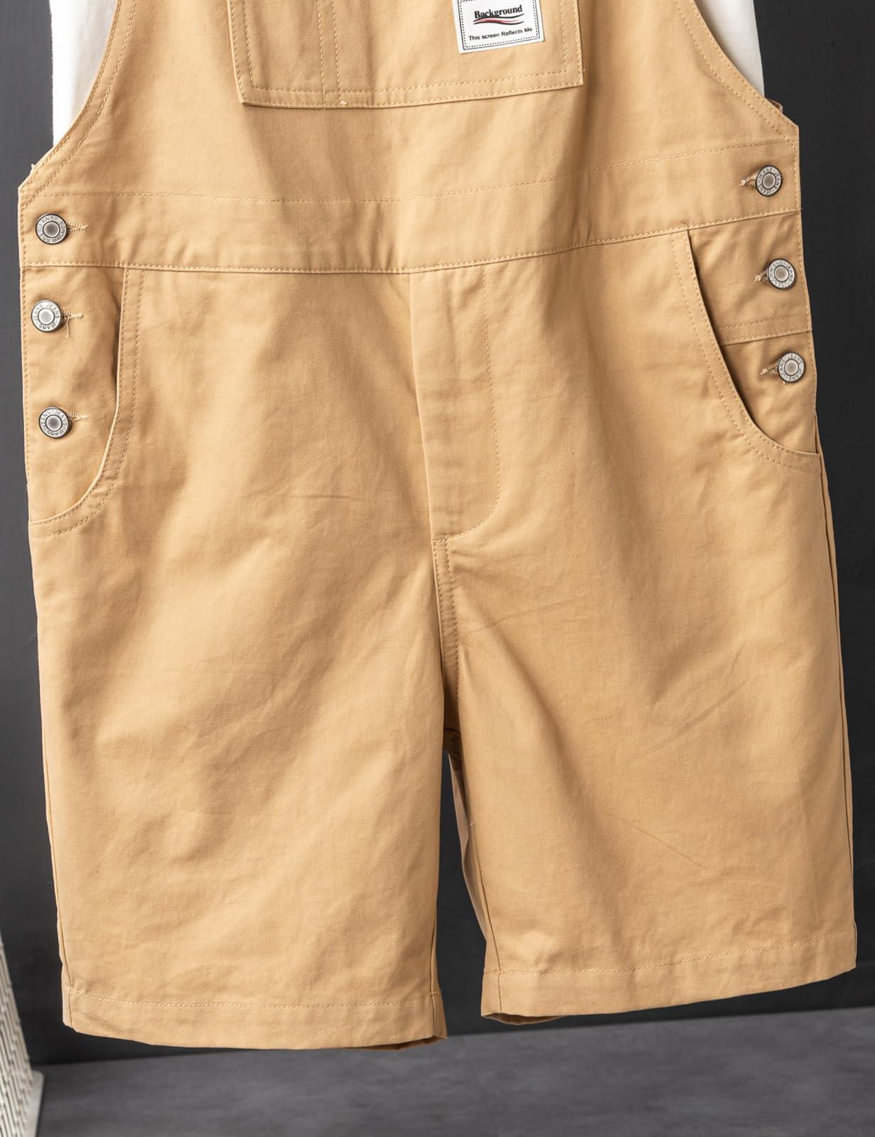 GINZOUS GINZOUS Men's Y2K Fancy Color Bib Overalls Shorts Size 32 Khaki