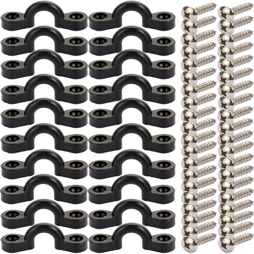 Borogo Borogo Kayak Pad Eye Kit, 20PCS Nylon Bungee Deck Loops Tie Down Pad Eye with 40 Screws for Boat Kayak Deck Rigging Kit