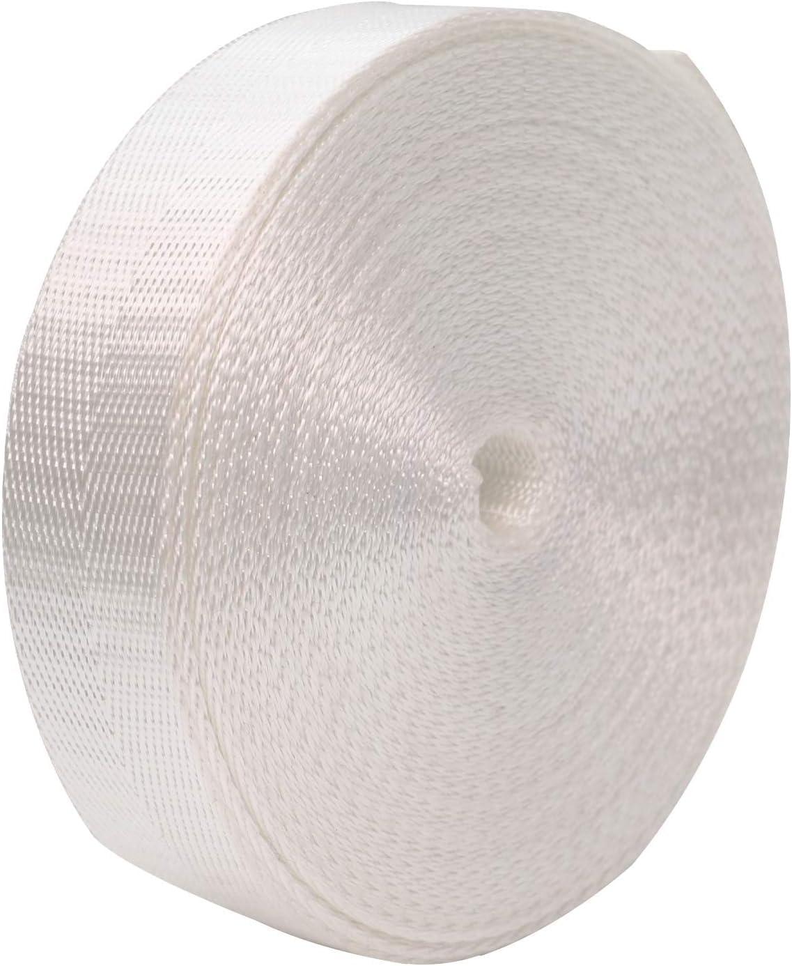 Devobunch Devobunch Nylon Webbing Straps, 1 Inch Wide Heavy Duty Nylon Strap, Durable Flat Rope Webbing, 10 and 25 Yard Roll for Backpack Strapping, Tie-Down, Dog Leash, 18 Vibrant Colors (White, 10 Yard)