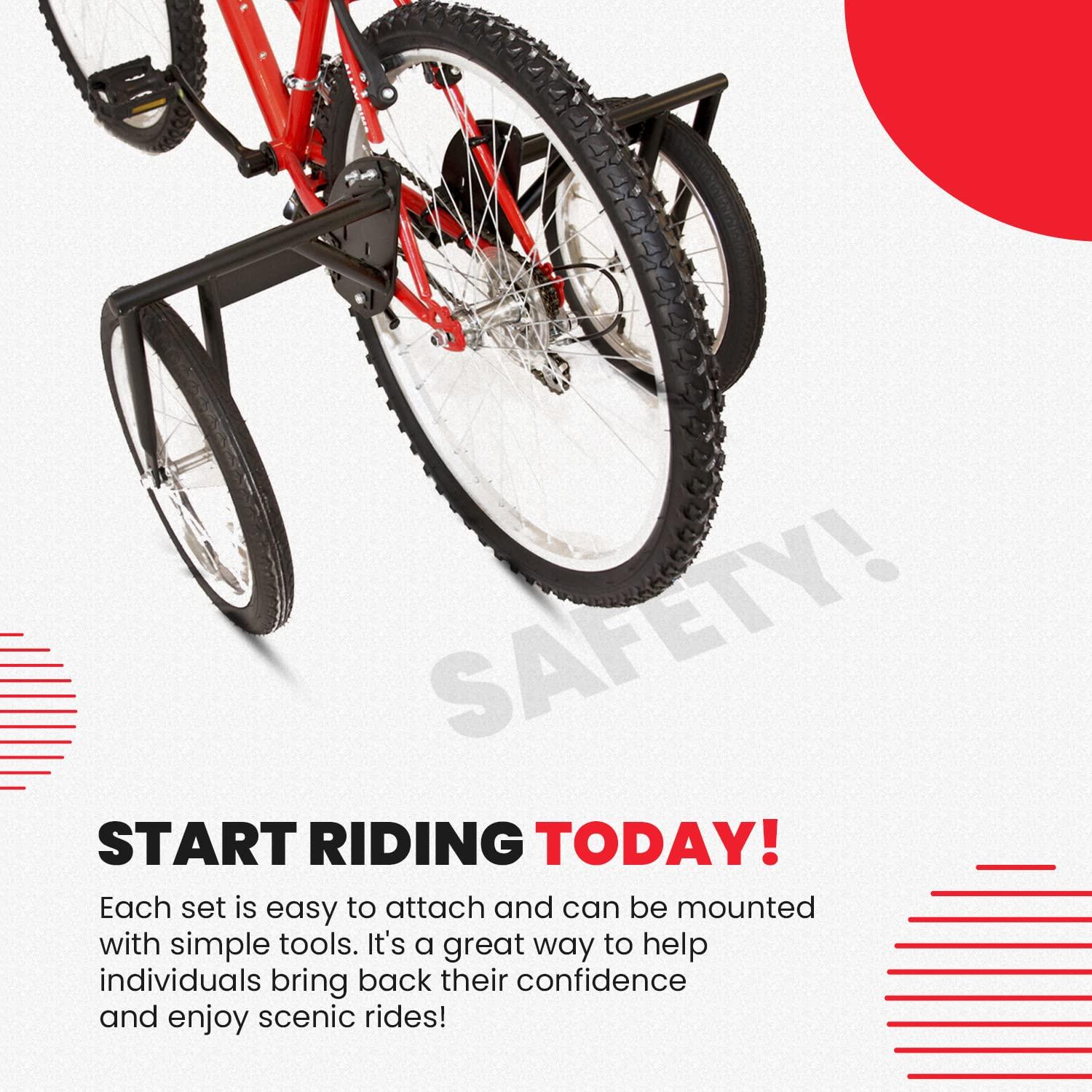 Titan Bike USA Heavy-Duty Stabilizer Wheels for Adult Bicycles, The Original Training Aid for Full Size Bikes with a 24" to 27" Inch Wheel, Supports Over 250 LBS, Patented Design, Black, 16-Inch (1000)