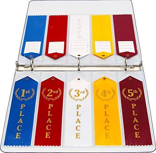 Mercurydean 10 Swimming Ribbons Organizer Holder Display Storage Gymnastics Track Award Ribbon Strong Clear Robust Binder Pages Sheets - Mercurydean USA