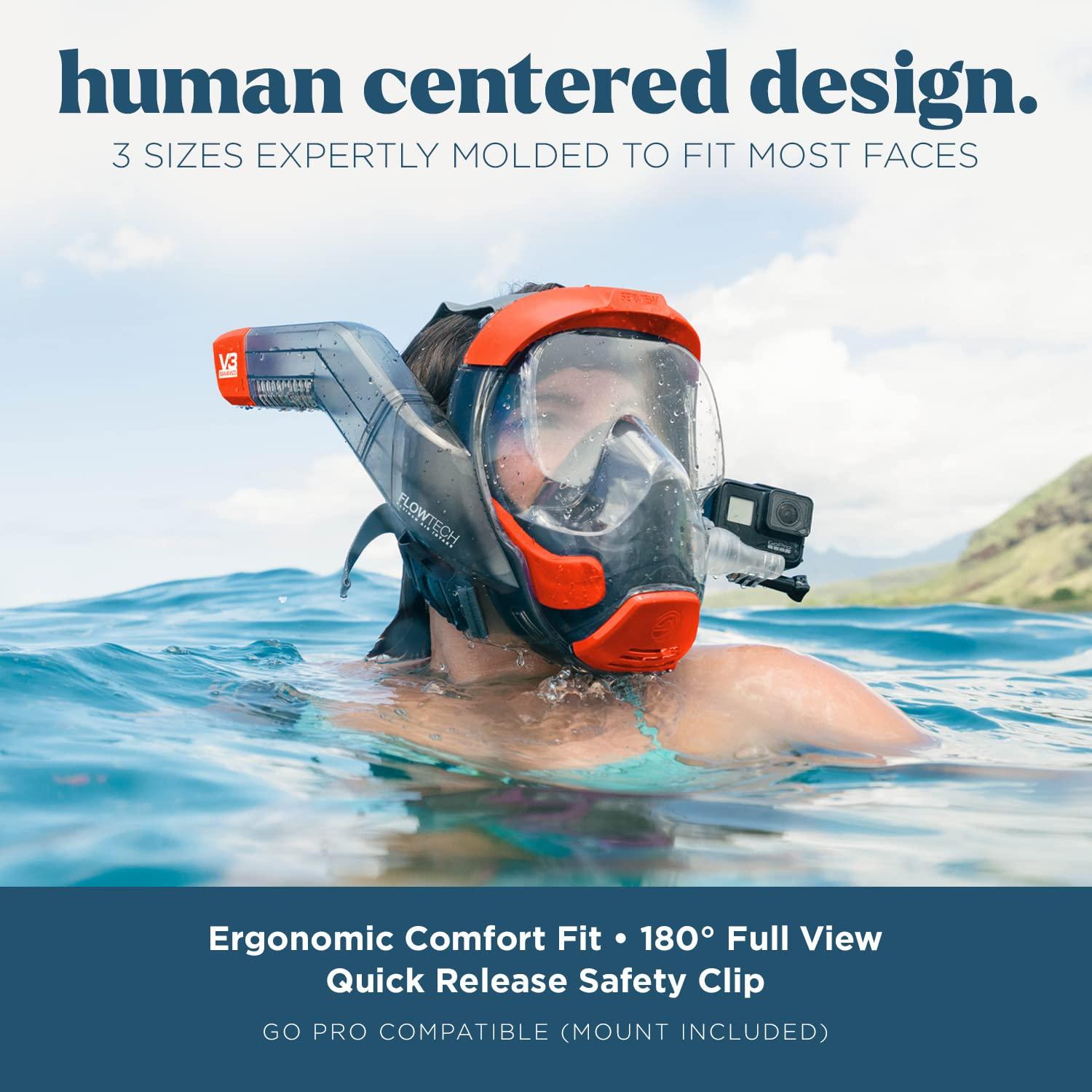 Seaview 180 Seaview 180 V3 Full Face Snorkel Mask Adult- The V3 is The Perfect Snorkeling Gear for Adults- Snorkel Mask with 180 Panoramic Viewing and Up to 600% Easier Breathing- Patented Flowtech Air Intake