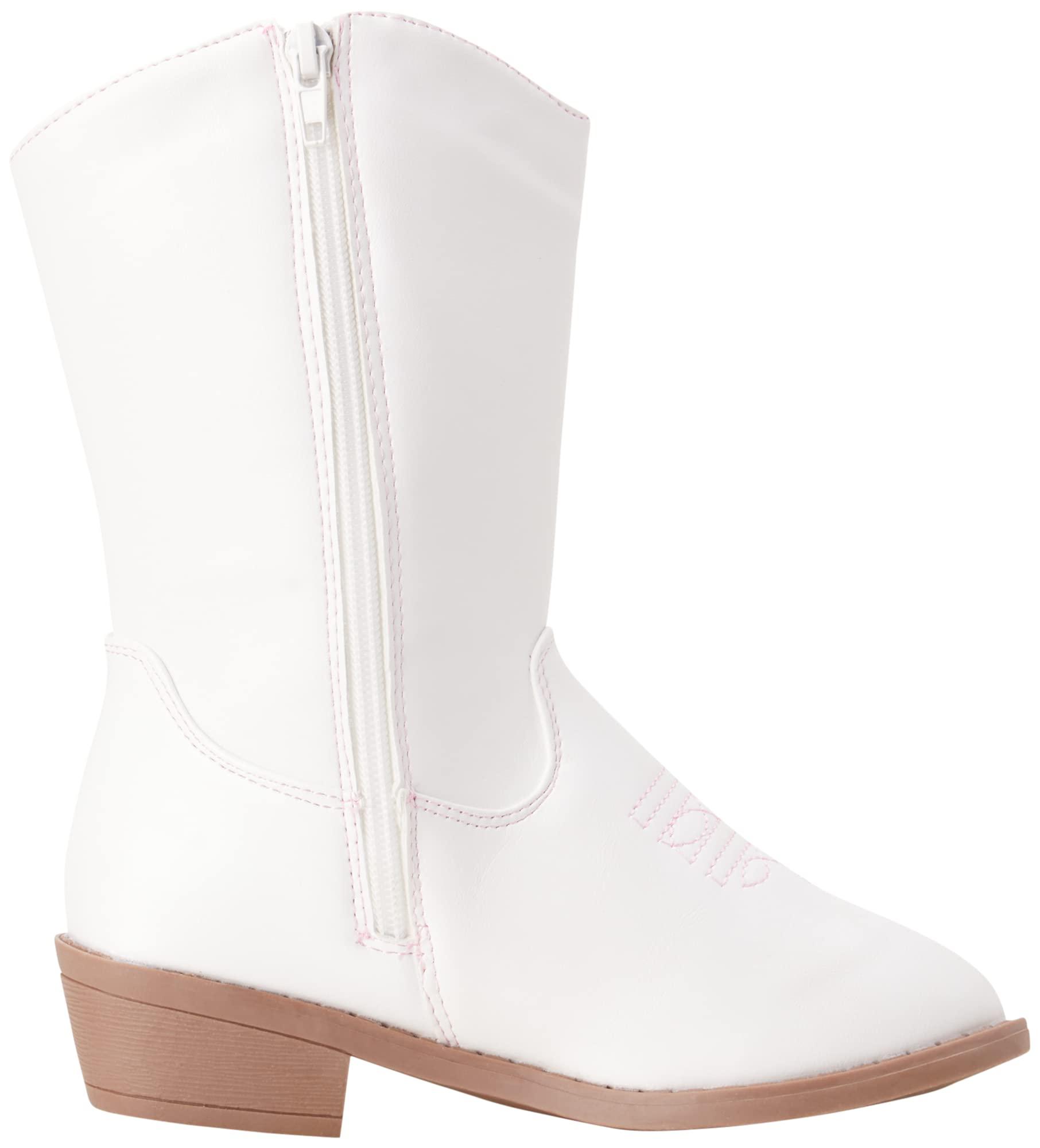 bebe bebe Girls' Cowgirl Boots - Classic Western Cowboy Boots - Mid Calf Boots for Toddlers, Little and Big Girls (5T-7), Size 2 Little Kid, Pink/White