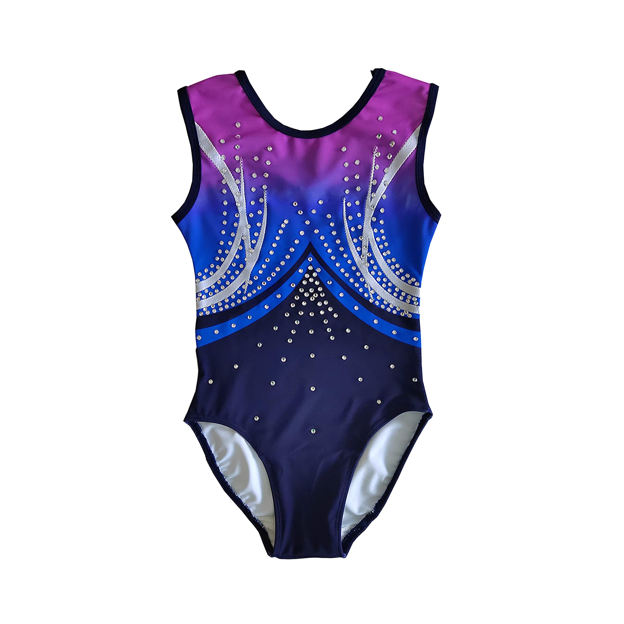 JoyCan JoyCan Rhythmic Gymnastics Leotards Blue Gradient Diamond Inlay Girls Competition Performance