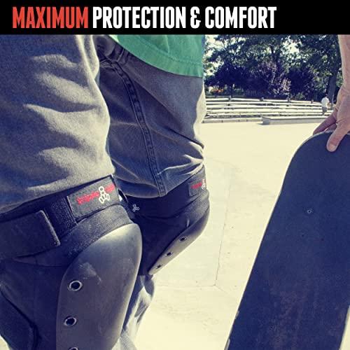 Triple Eight Triple Eight Street Knee Pads for Skateboarding Adjustable Straps (1 Pair), Black, Large