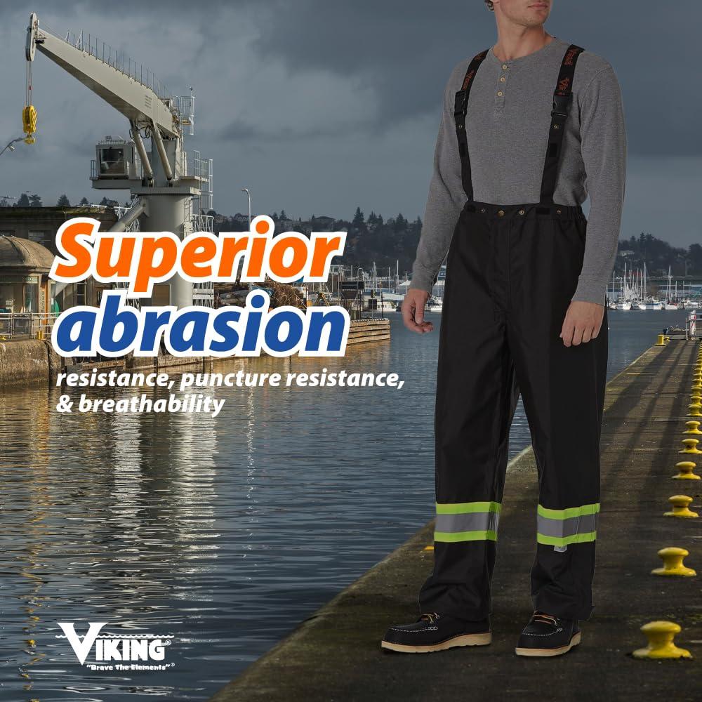 VIKING Viking Professional Journeyman 300D Trilobal Rip-Stop Fire Resistant Bib Overalls - FR Pants for Men and Women, Class 1, Black - X-Large