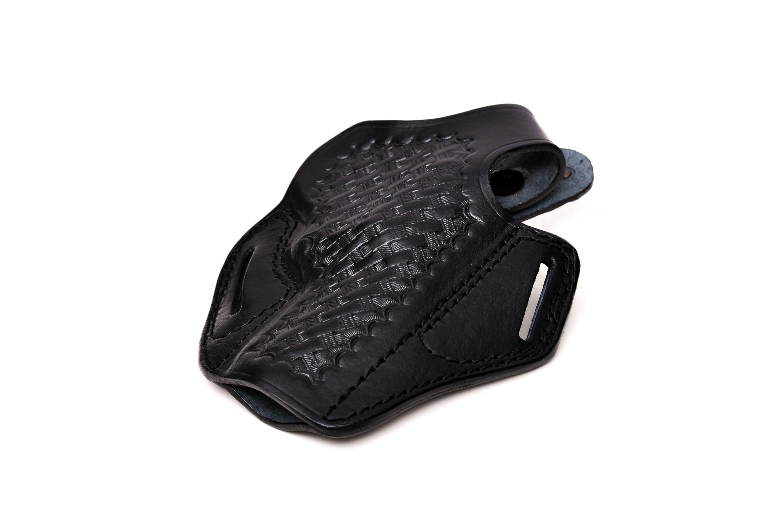 PulsarHolster Premium Leather Holster with Safety Lock fits S&W Models 686 586 10 19 60 66 637 640 642 340PD 360PD, Basket Weave Handmade, Right Handed, PulsarHolster (Black, S&W Model 10 5\" nch)