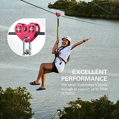 Lixada Lixada Zipline Pulley 30KN Trolley Rescue for 1/4 5/16 3/8 1/2 Cable Backyard Zipline, Hauling, Rigging and Commercial Purposes,Holds Upto 6700lbs