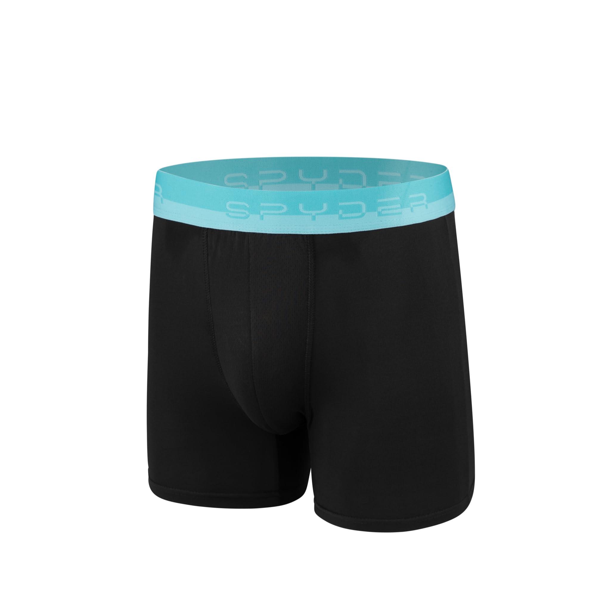 Spyder Spyder Mens Boxer Briefs 4 Pack Poly Spandex Performance Boxer Briefs Underwear (Black, Small)