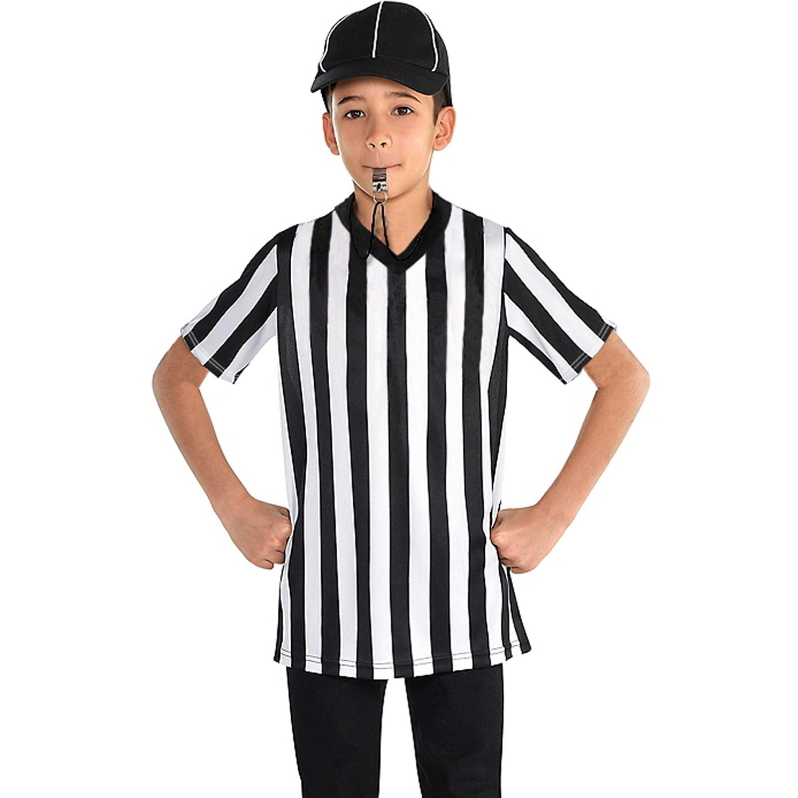 Thapower Thapower Children Referee Shirt Costume Kids Youth Black and White Stripe Boy Girls Toddler Ref Jersey,V Neck