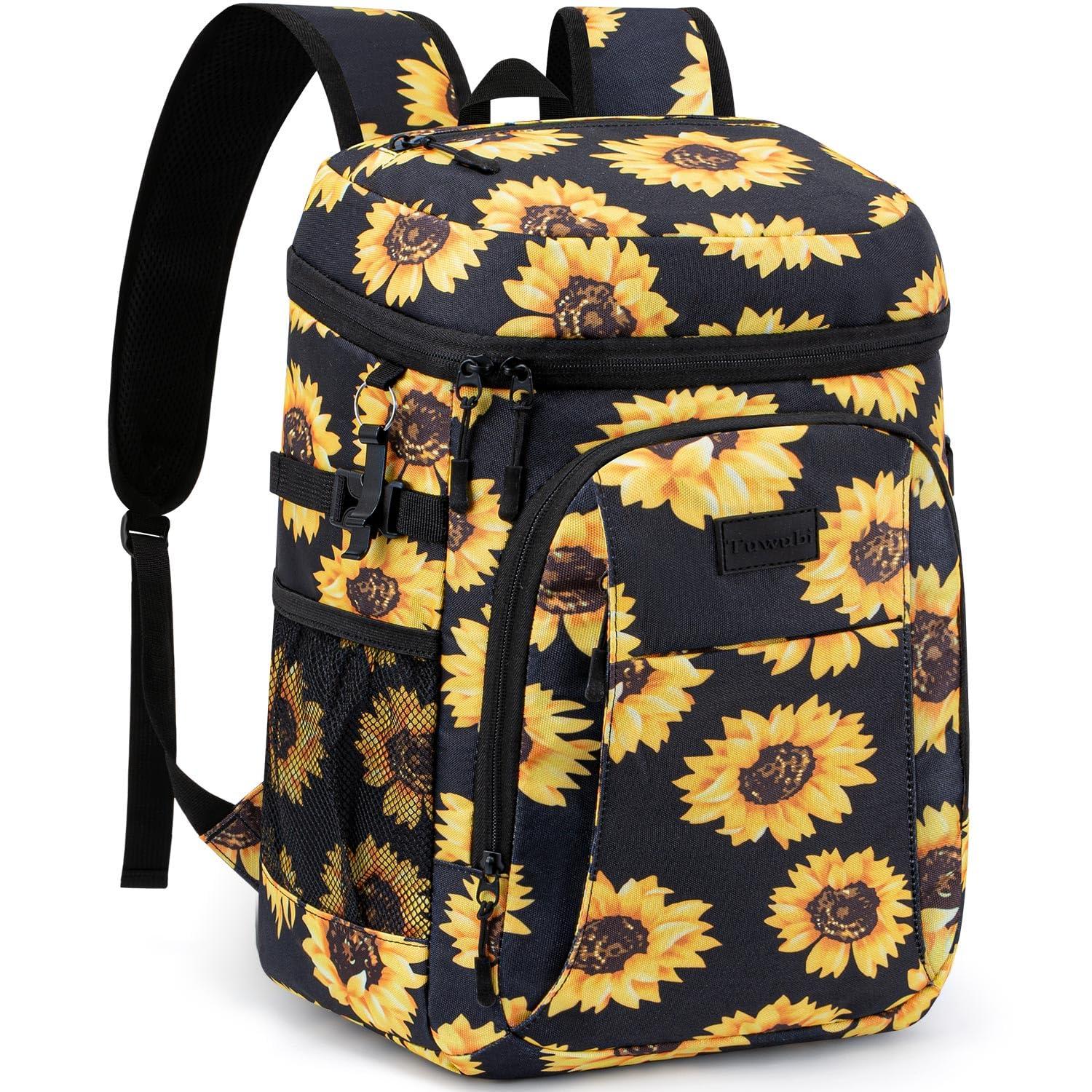 Tuwubi Tuwubi Cooler Backpack 35 Cans, Backpack Coolers Insulated Leak Proof for Men Women, Waterproof Soft Sided Lunch Camping Beach Travel Ice Chest Backpack Cooler Bag Sunflower
